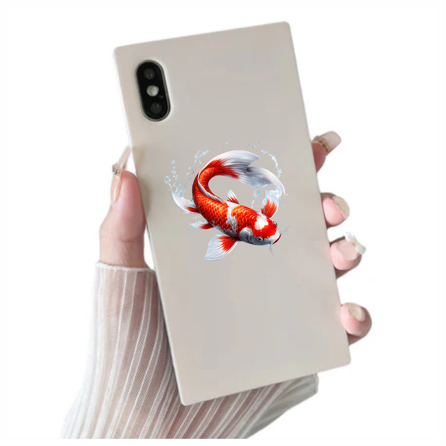 Red White Koi Fish Swimming Vinyl Sticker Decal