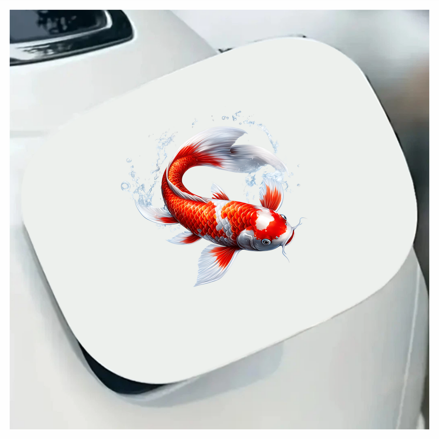 Red White Koi Fish Swimming Vinyl Sticker Decal