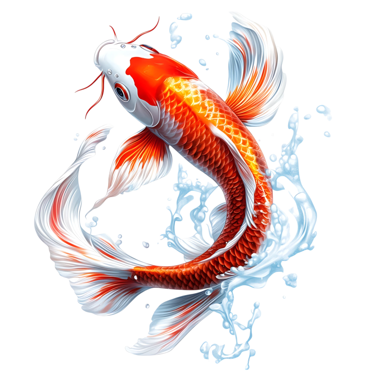 Red White Koi Fish Water Splash Vinyl Sticker Decal