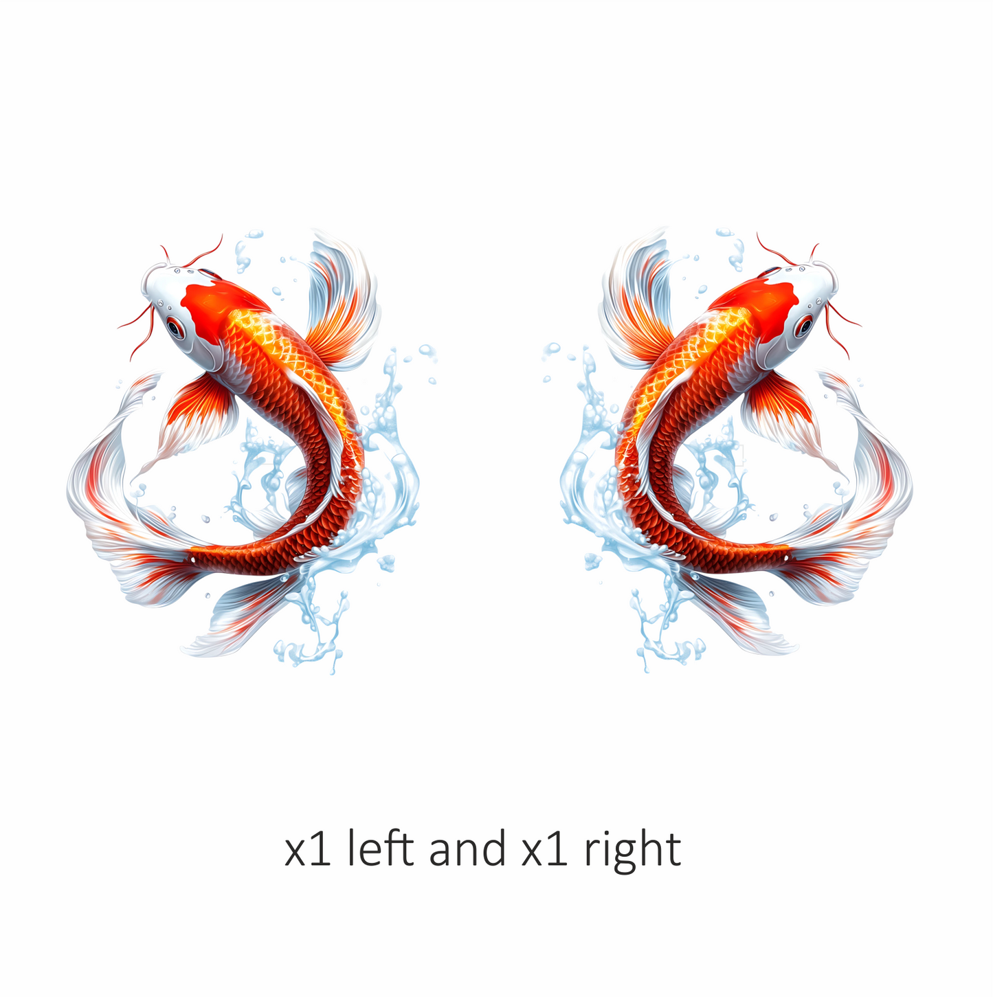 Red White Koi Fish Water Splash Vinyl Sticker Decal