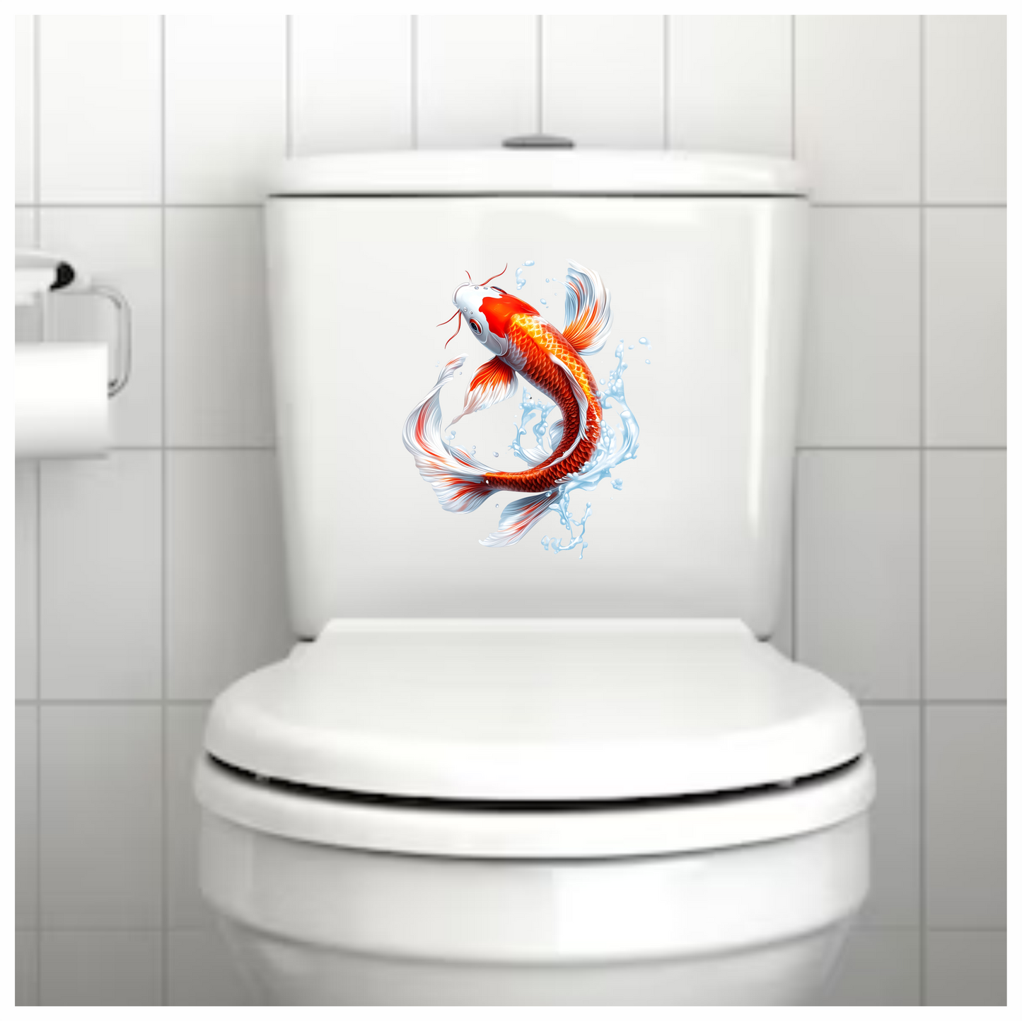 Red White Koi Fish Water Splash Vinyl Sticker Decal