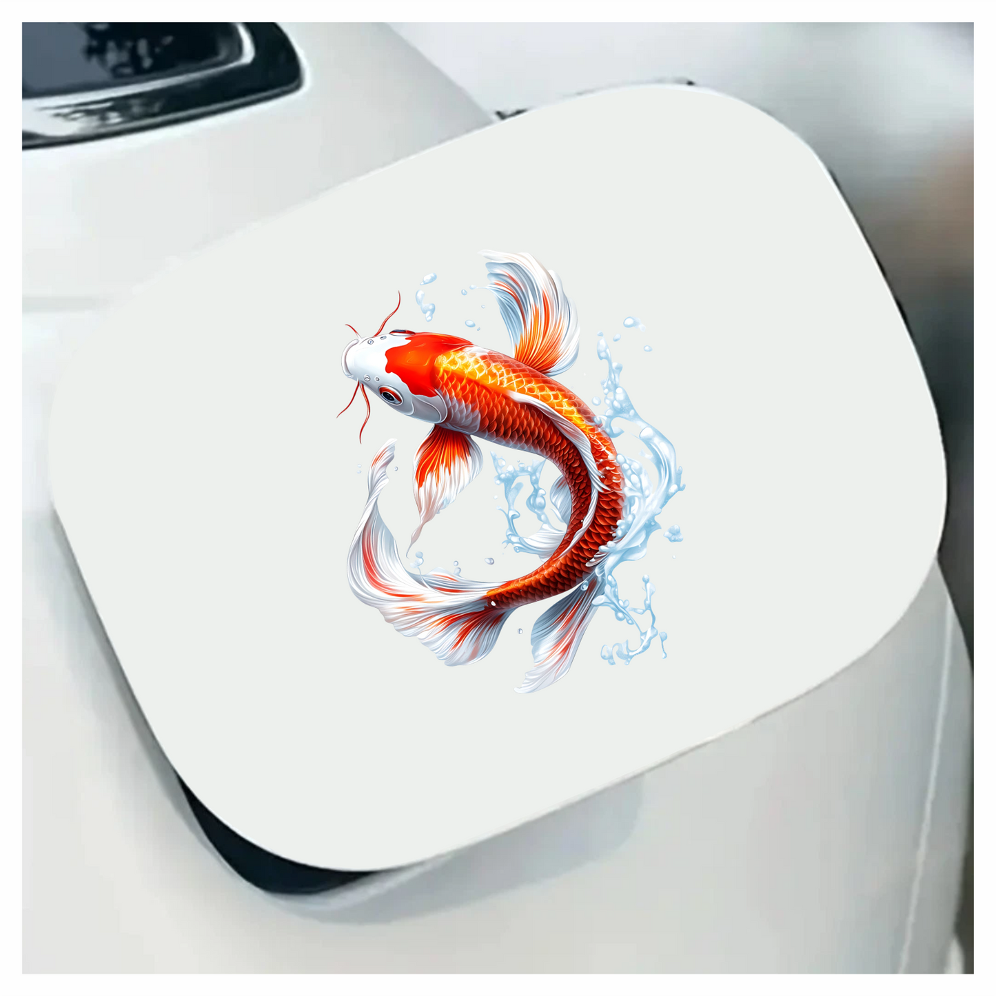 Red White Koi Fish Water Splash Vinyl Sticker Decal