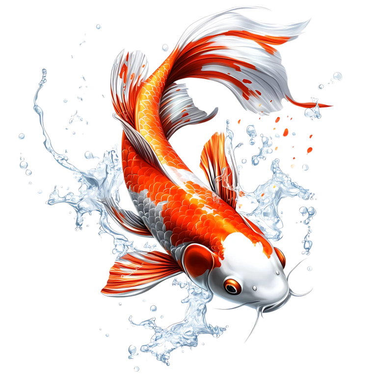 Orange White Koi Fish Water Vinyl Sticker Decal