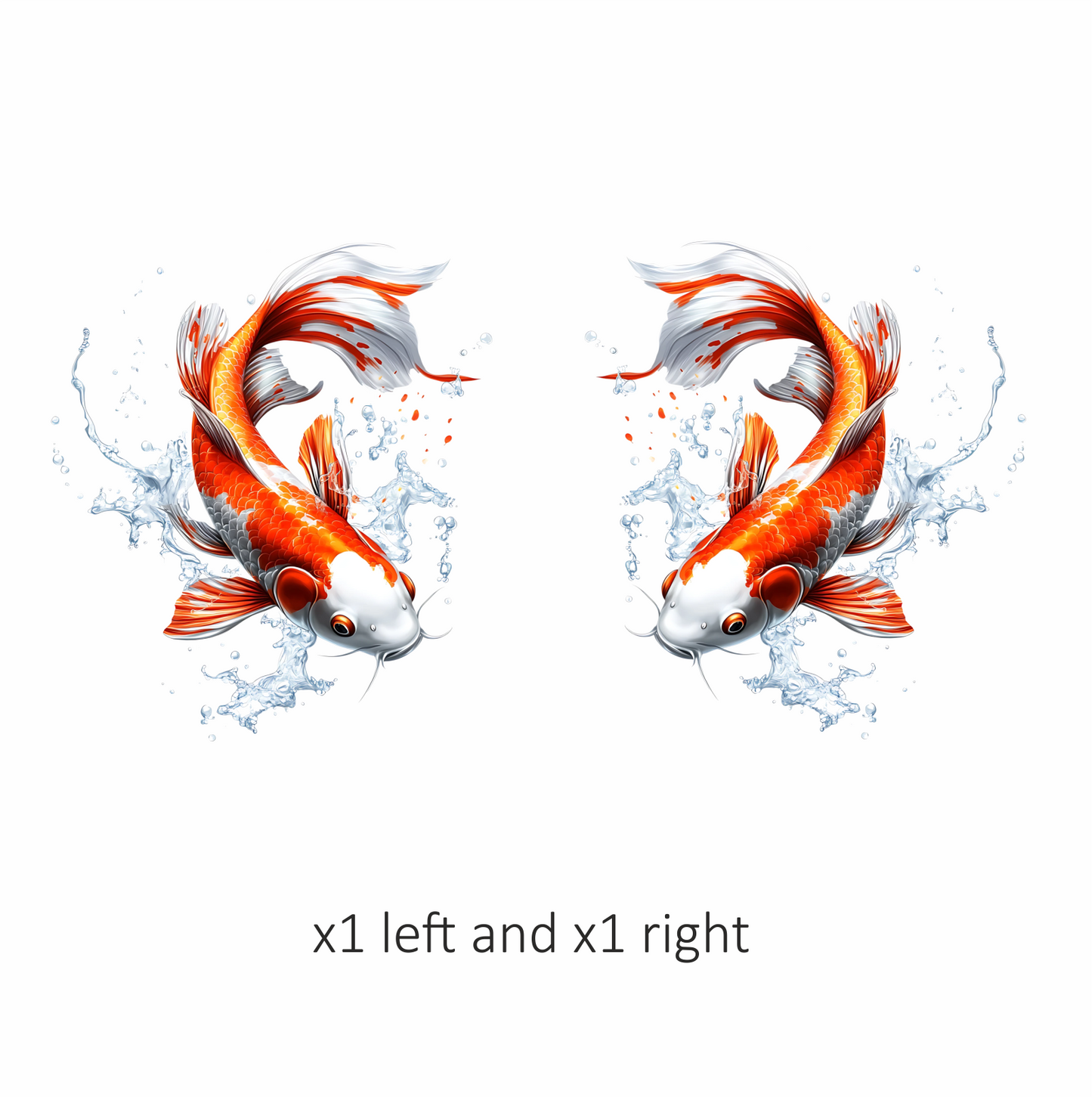 Orange White Koi Fish Water Vinyl Sticker Decal