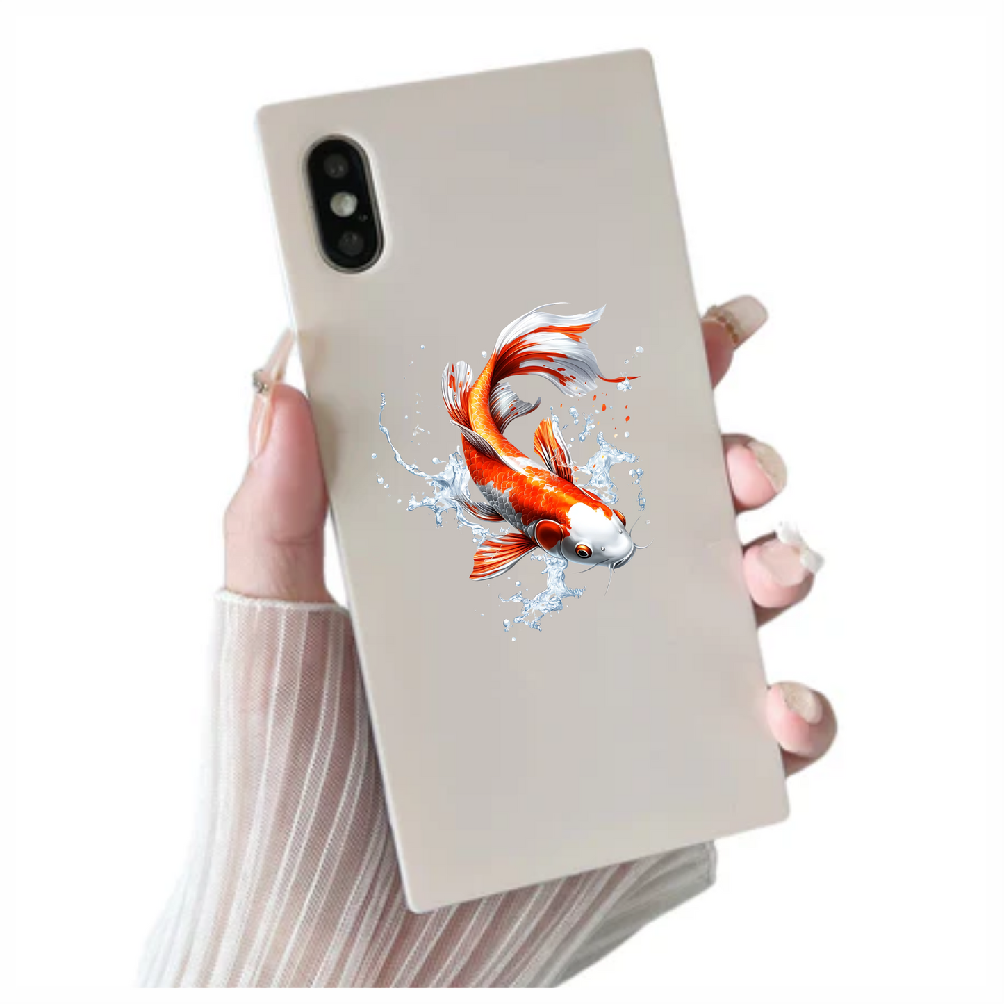Orange White Koi Fish Water Vinyl Sticker Decal