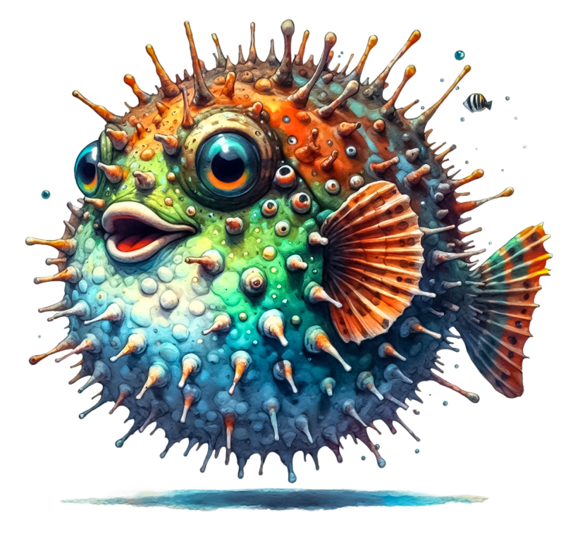 Blue Spiky Puffer Fish Ocean Vinyl Sticker Decal