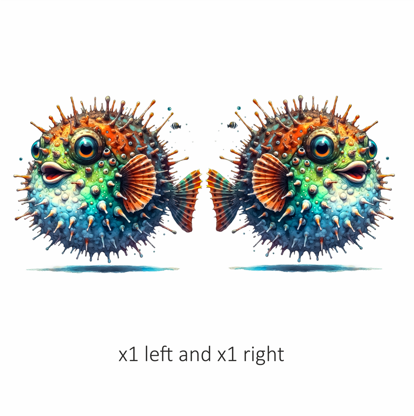 Blue Spiky Puffer Fish Ocean Vinyl Sticker Decal