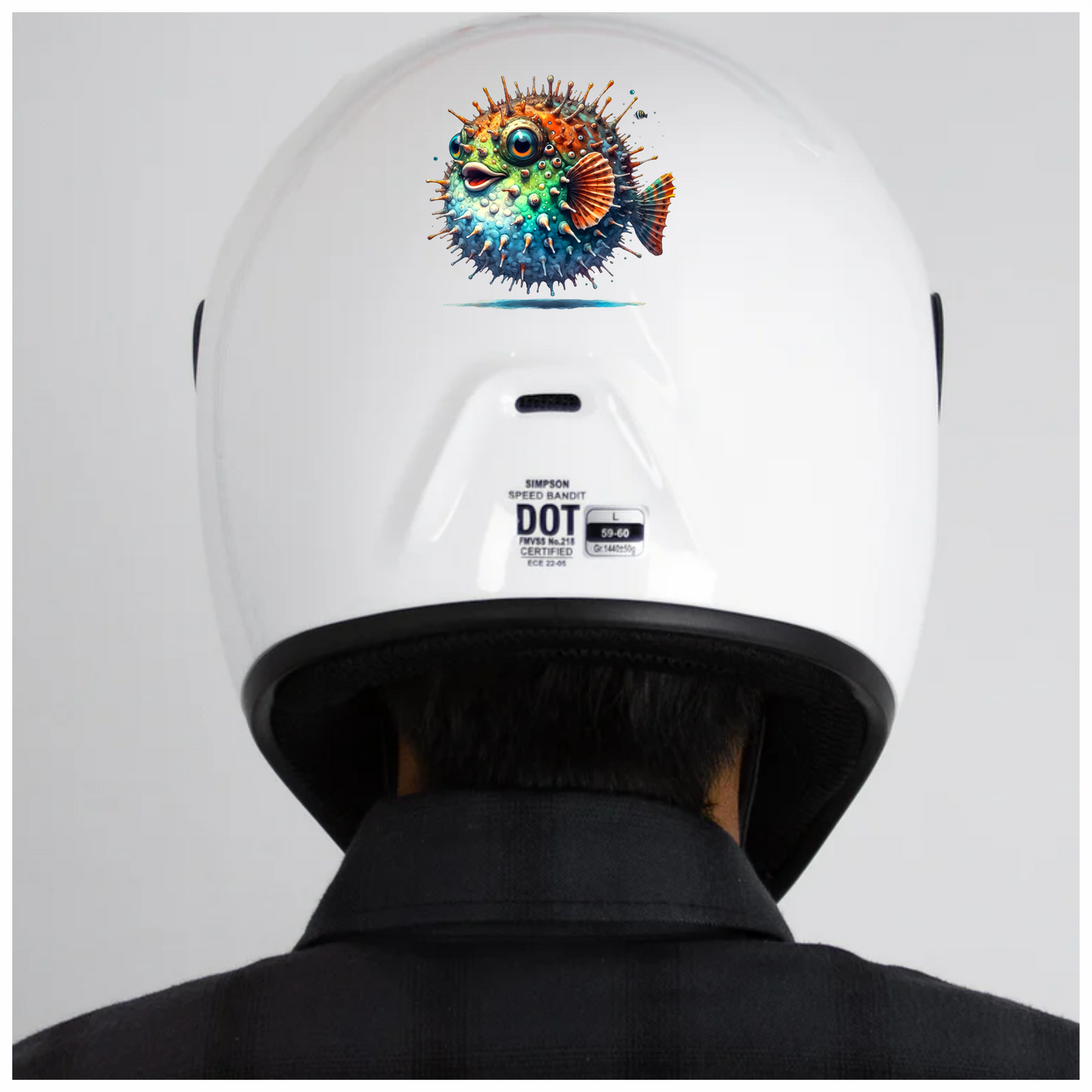 Blue Spiky Puffer Fish Ocean Vinyl Sticker Decal