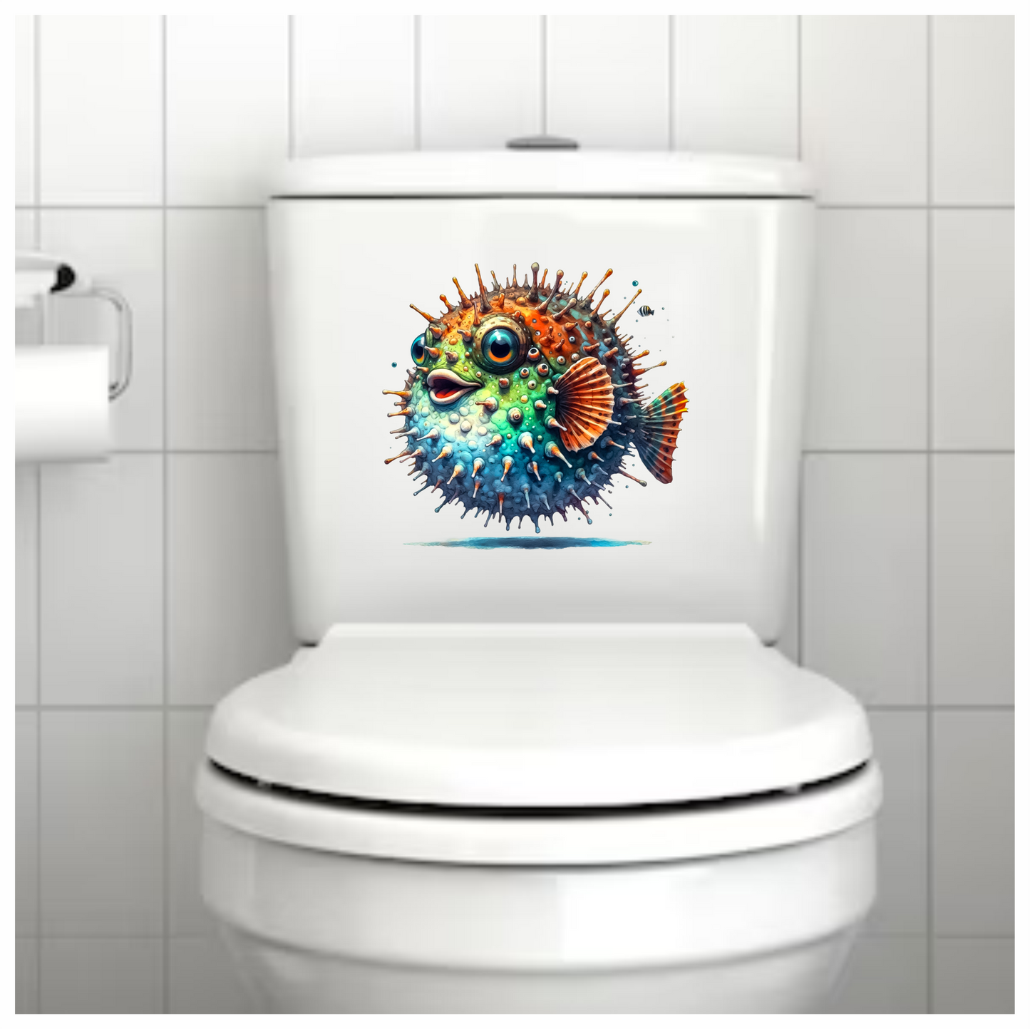 Blue Spiky Puffer Fish Ocean Vinyl Sticker Decal