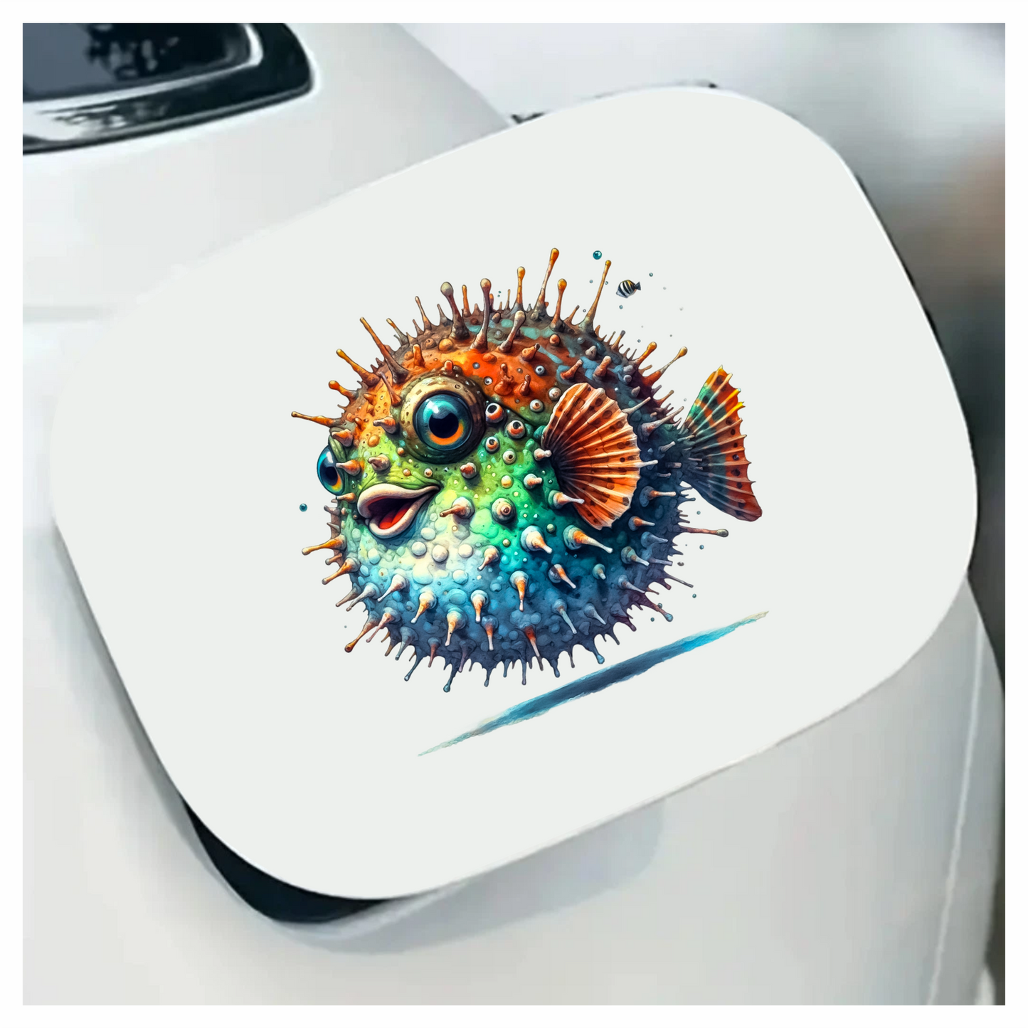 Blue Spiky Puffer Fish Ocean Vinyl Sticker Decal