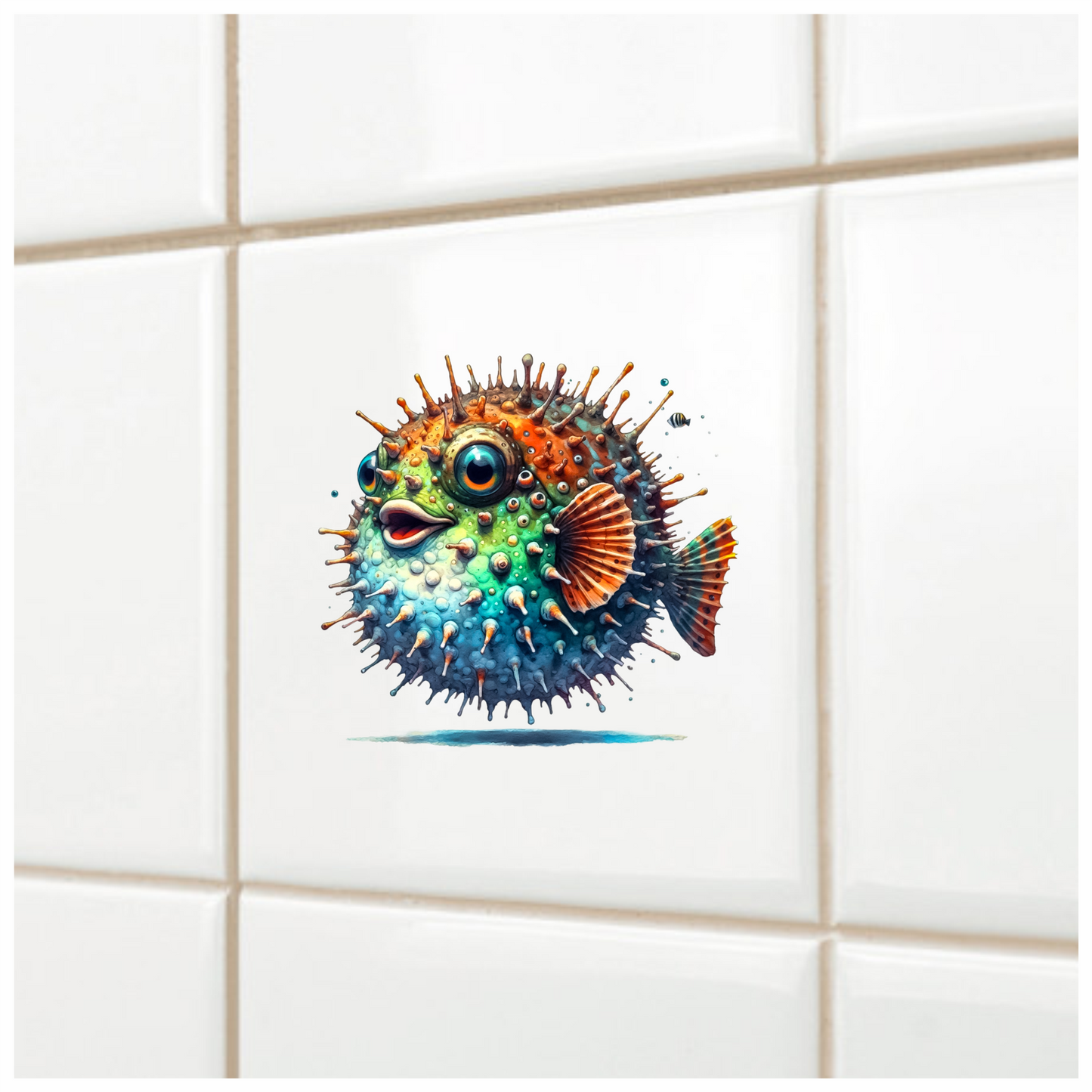Blue Spiky Puffer Fish Ocean Vinyl Sticker Decal