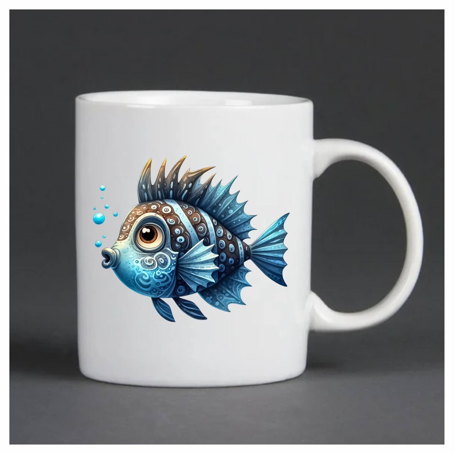 Blue Cartoon Fish With Bubbles Vinyl Sticker Decal