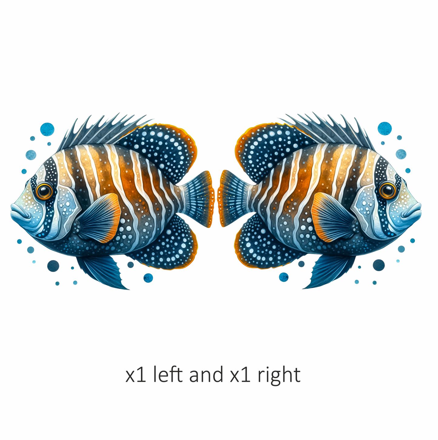 Blue Striped Tropical Fish Illustration Vinyl Sticker Decal