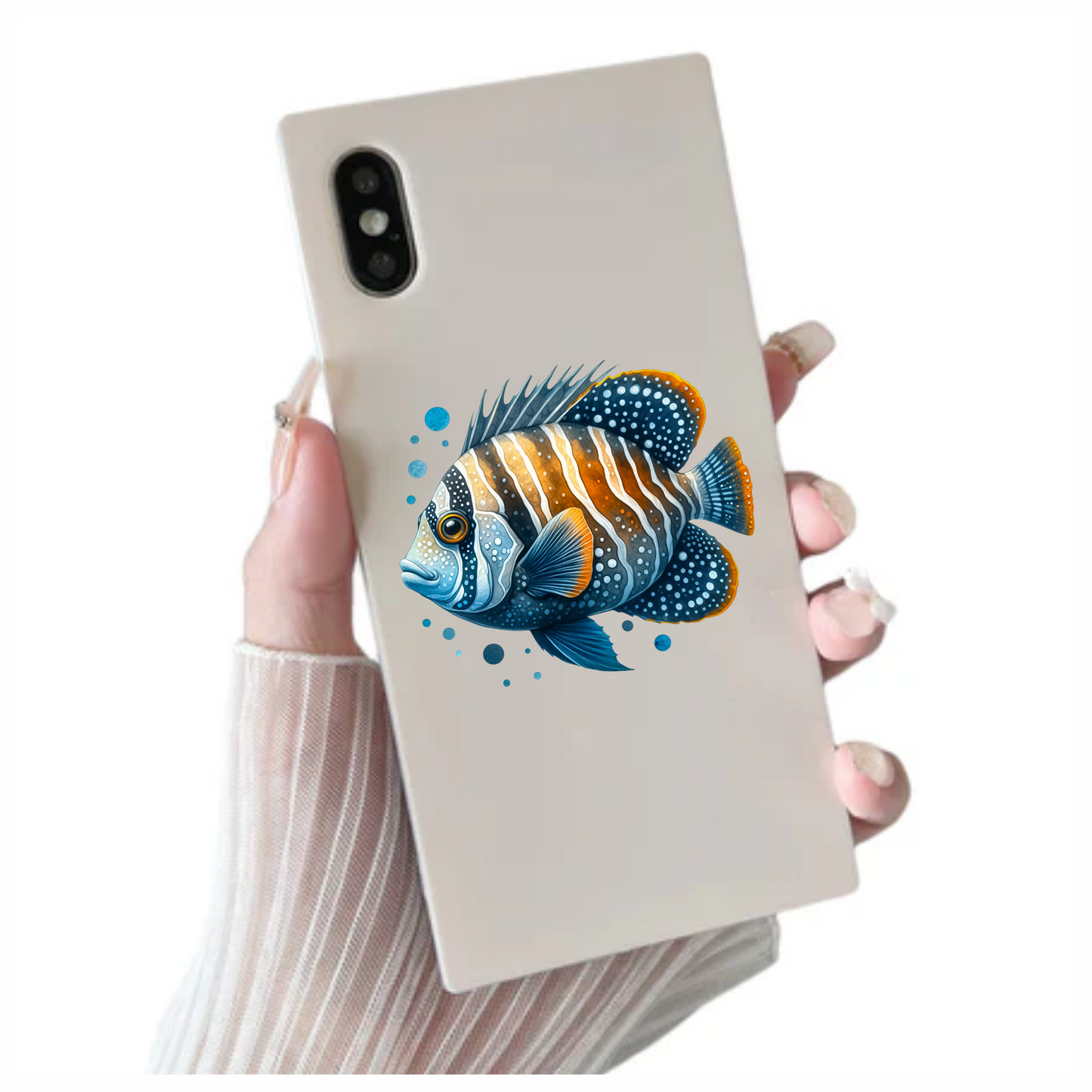 Blue Striped Tropical Fish Illustration Vinyl Sticker Decal