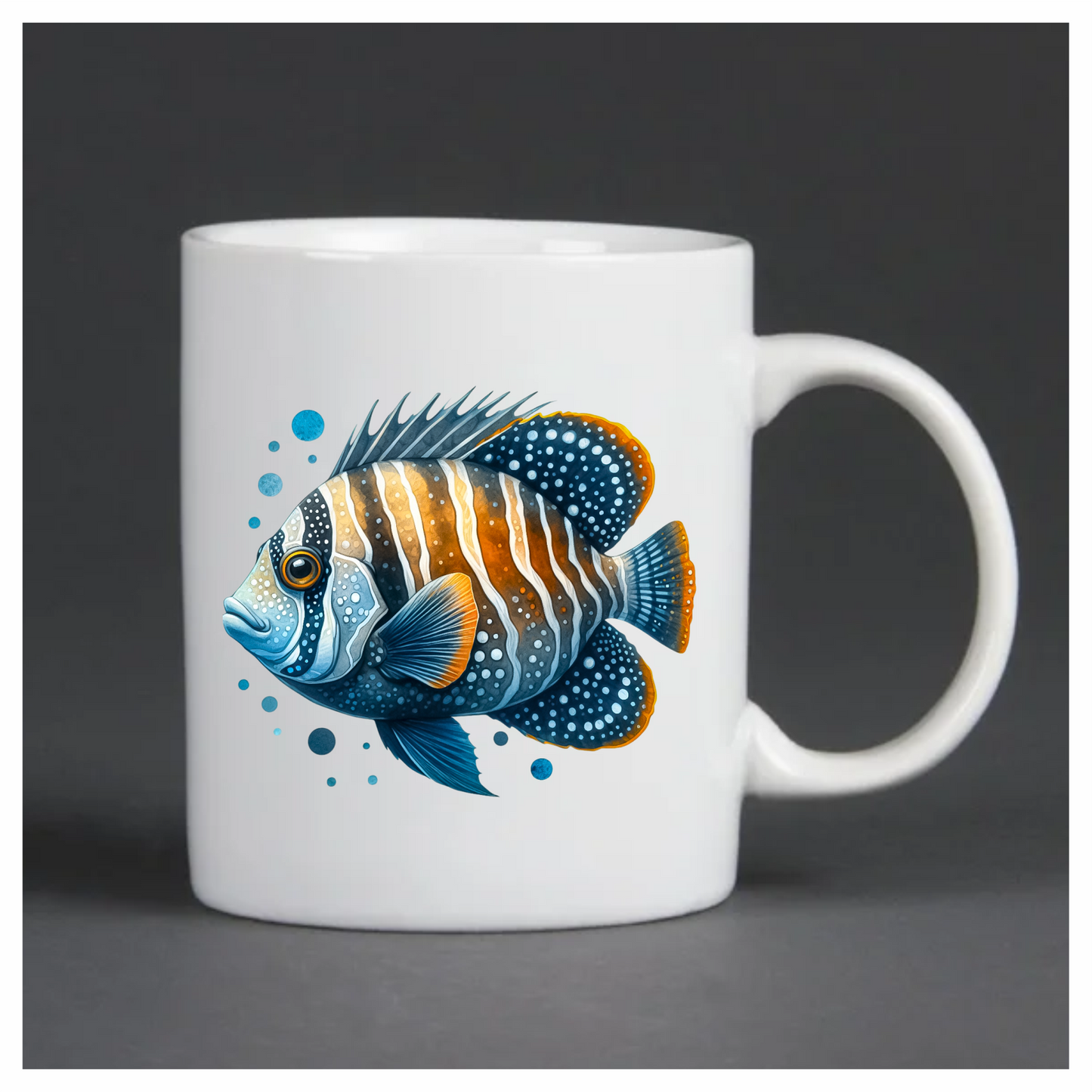 Blue Striped Tropical Fish Illustration Vinyl Sticker Decal