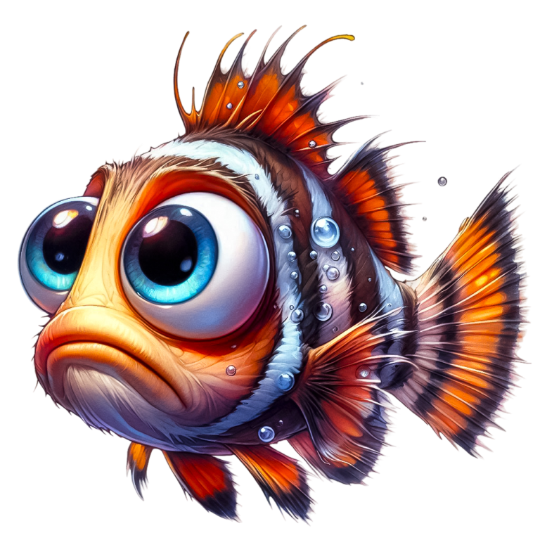 z Orange Fish Cartoon Big Eyes Vinyl Sticker Decal
