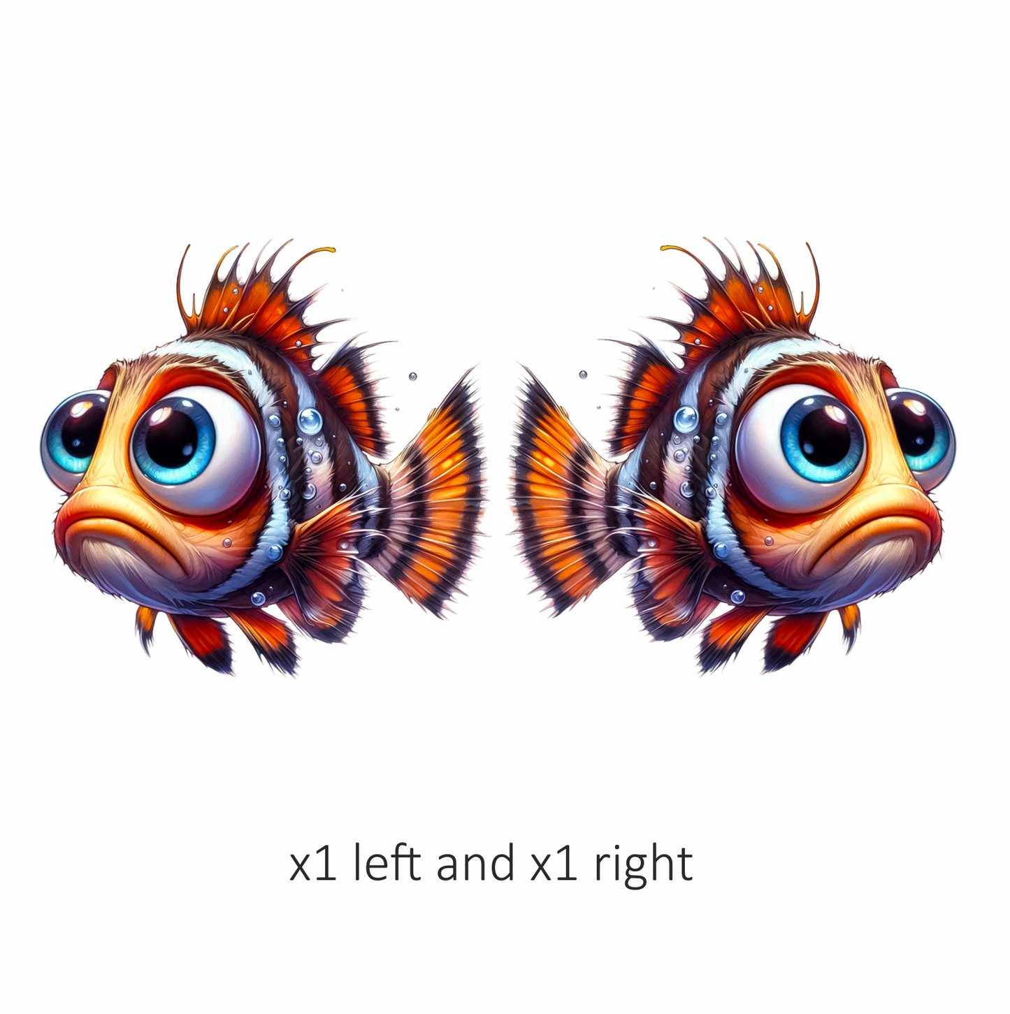 z Orange Fish Cartoon Big Eyes Vinyl Sticker Decal