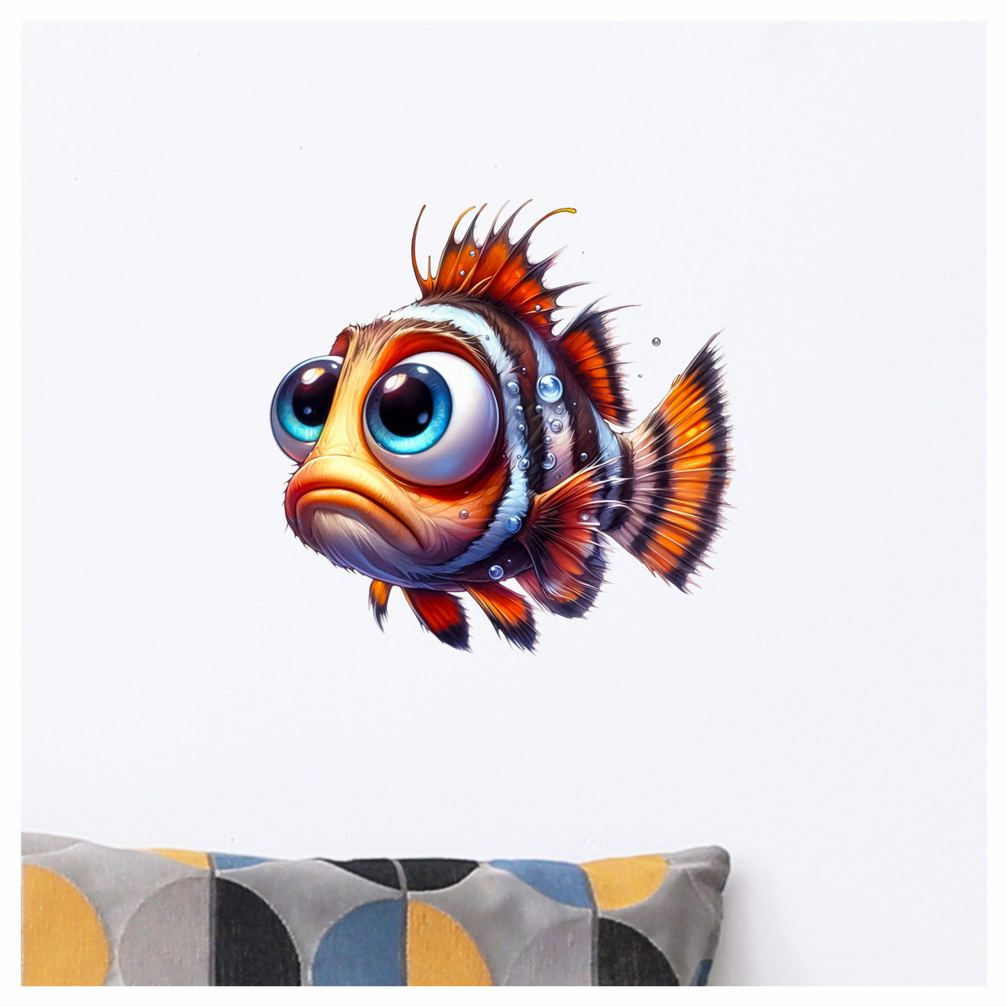 z Orange Fish Cartoon Big Eyes Vinyl Sticker Decal