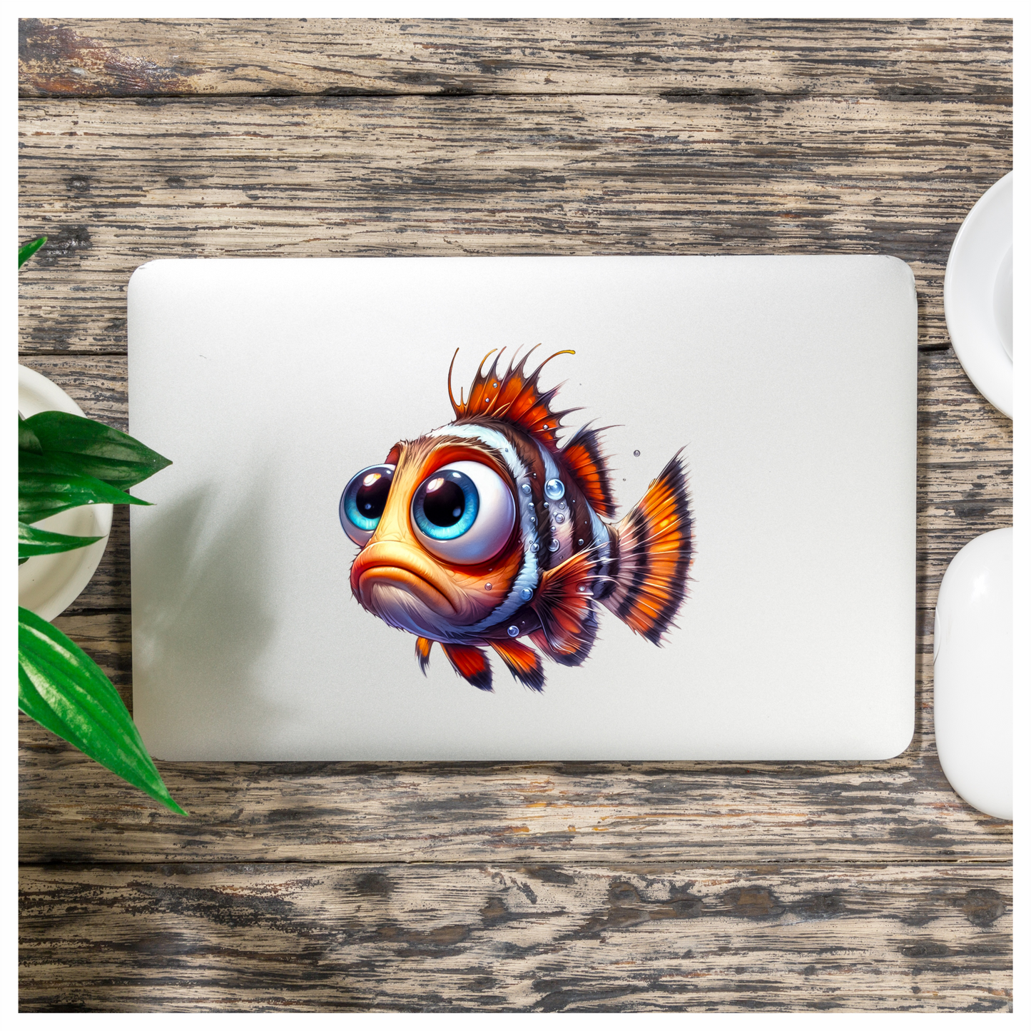 z Orange Fish Cartoon Big Eyes Vinyl Sticker Decal