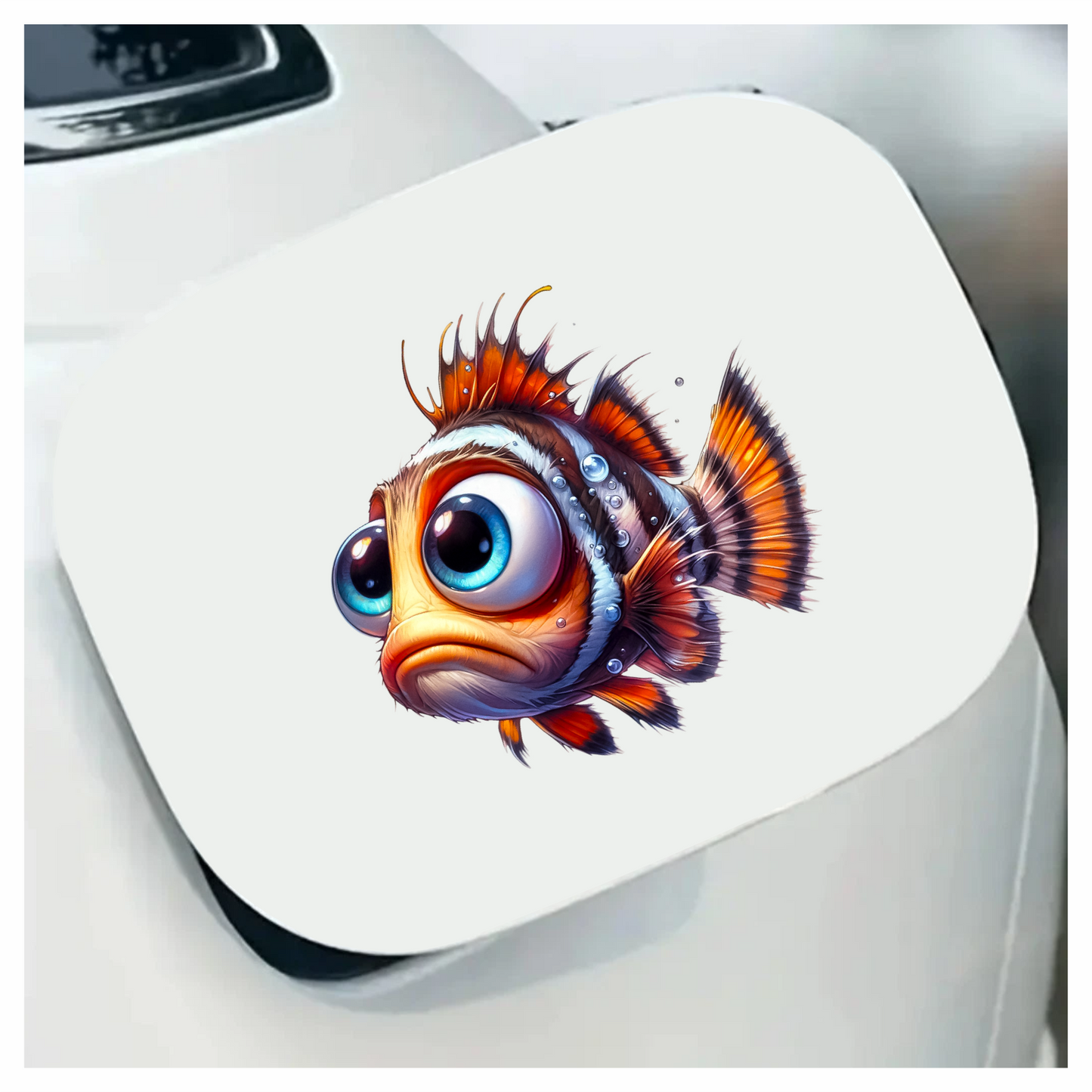 z Orange Fish Cartoon Big Eyes Vinyl Sticker Decal