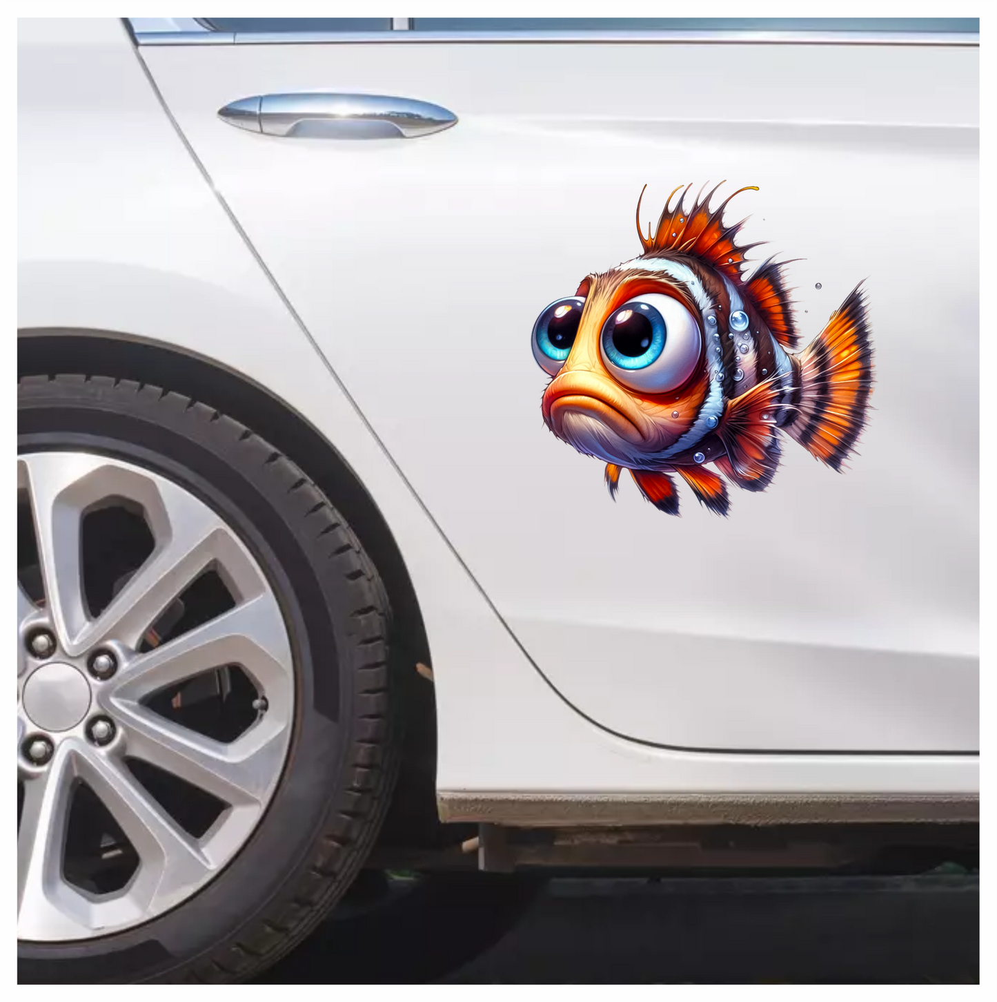 z Orange Fish Cartoon Big Eyes Vinyl Sticker Decal