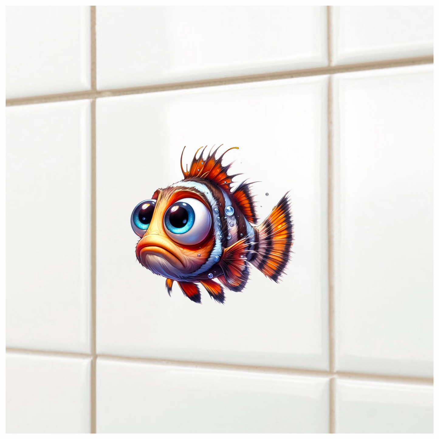z Orange Fish Cartoon Big Eyes Vinyl Sticker Decal