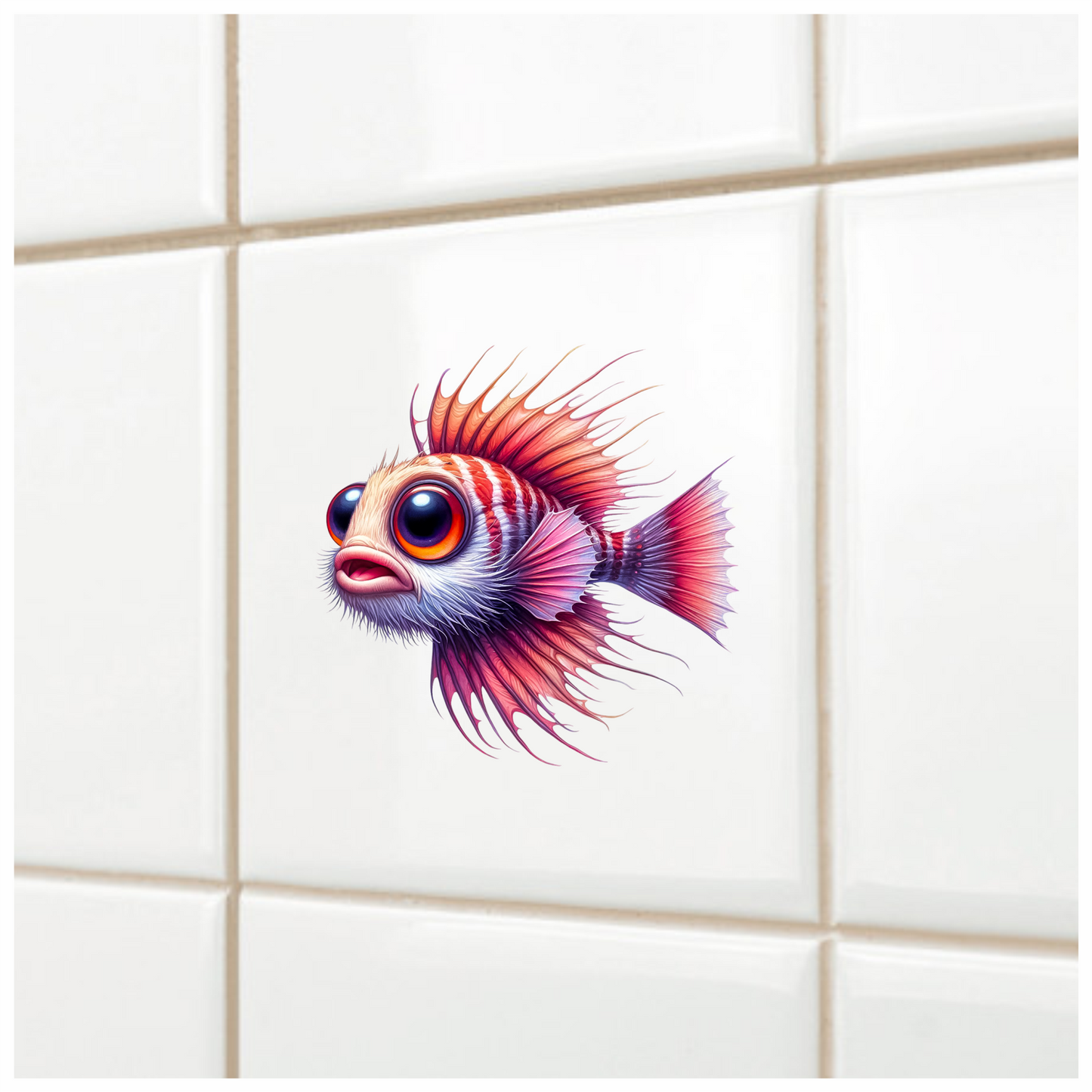 Red Striped Bigeye Tropical Fish Vinyl Sticker Decal