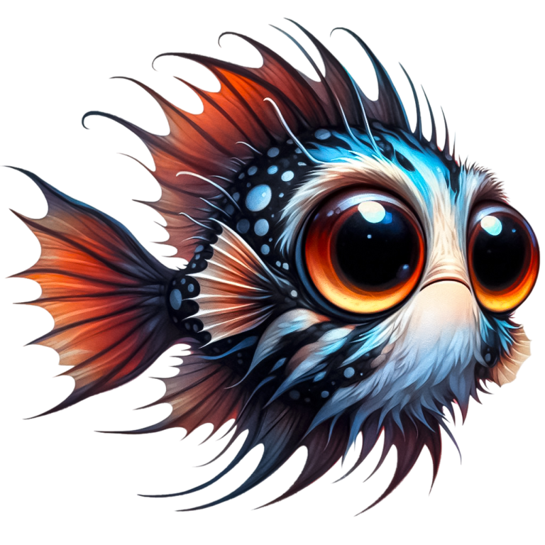 Orange Blue Spotted Fish Big Eyes Vinyl Sticker Decal