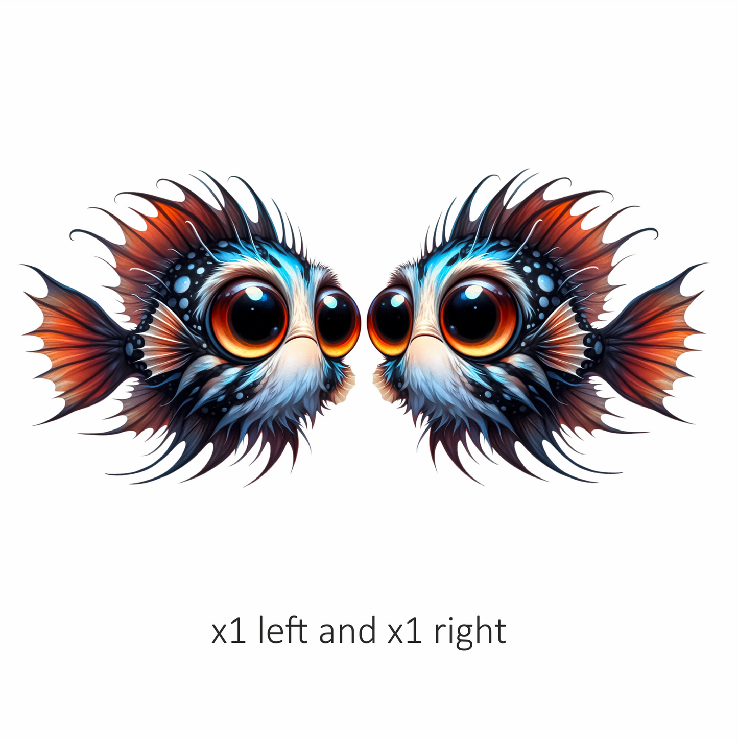Orange Blue Spotted Fish Big Eyes Vinyl Sticker Decal