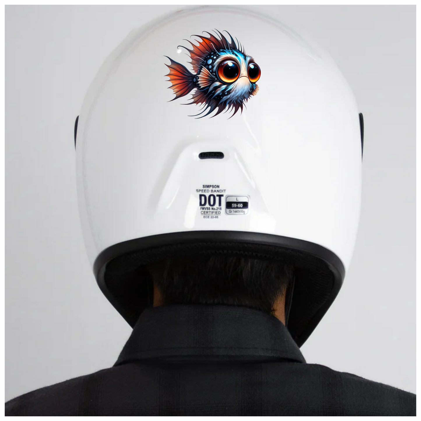 Orange Blue Spotted Fish Big Eyes Vinyl Sticker Decal
