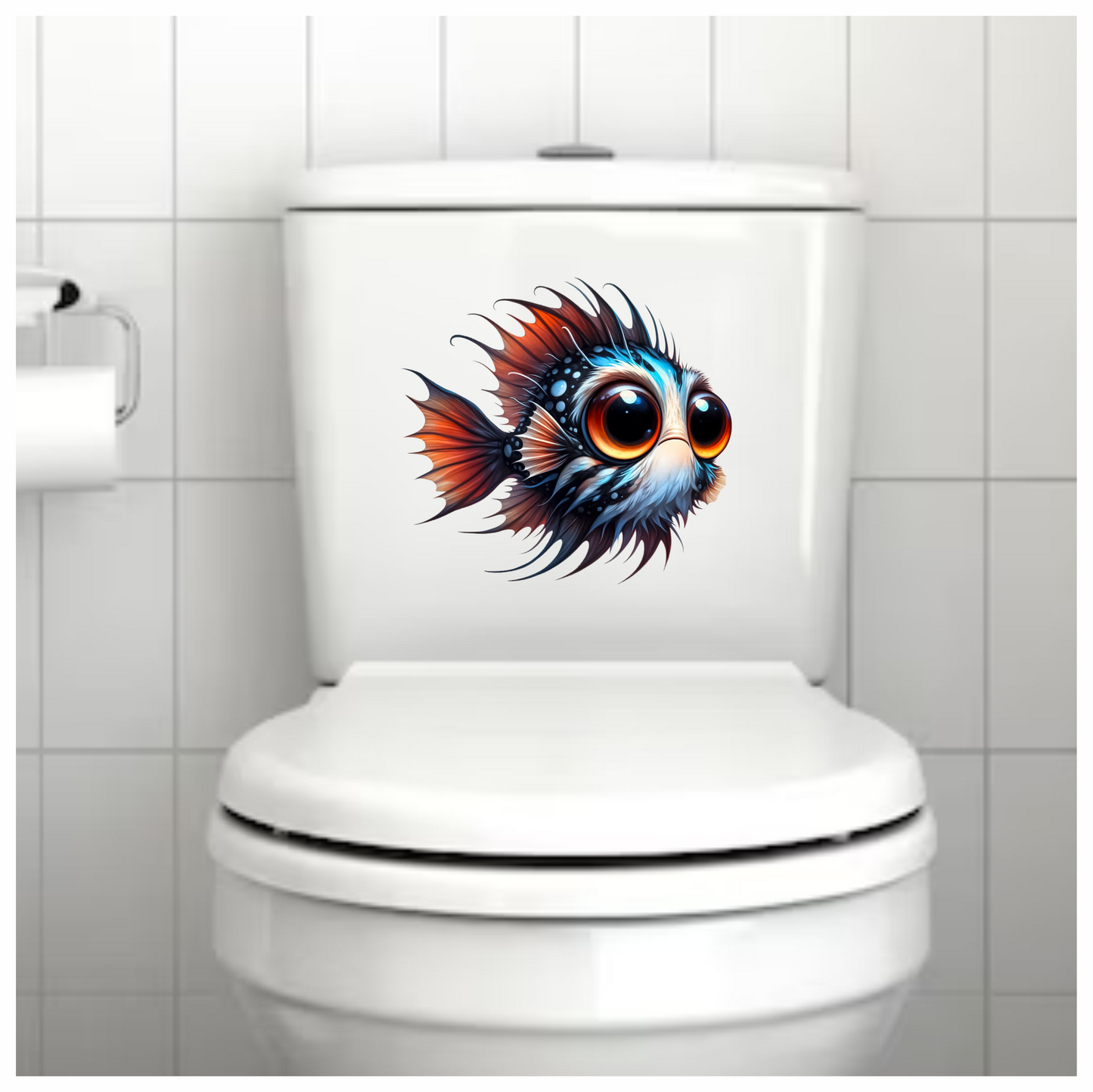 Orange Blue Spotted Fish Big Eyes Vinyl Sticker Decal