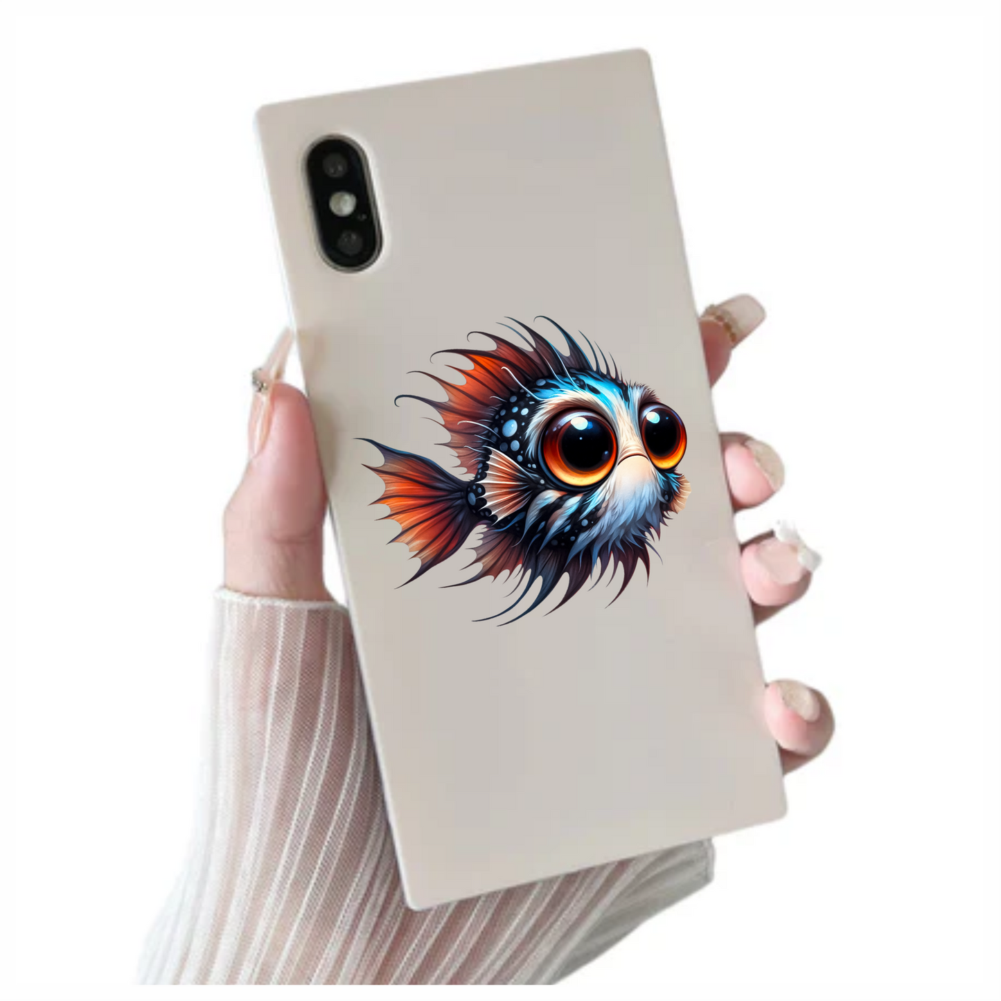 Orange Blue Spotted Fish Big Eyes Vinyl Sticker Decal