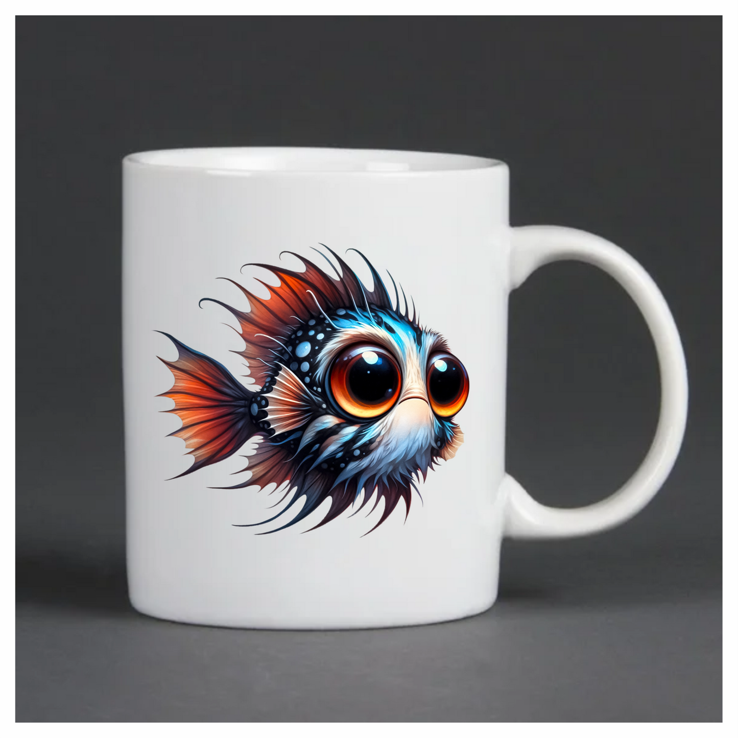 Orange Blue Spotted Fish Big Eyes Vinyl Sticker Decal