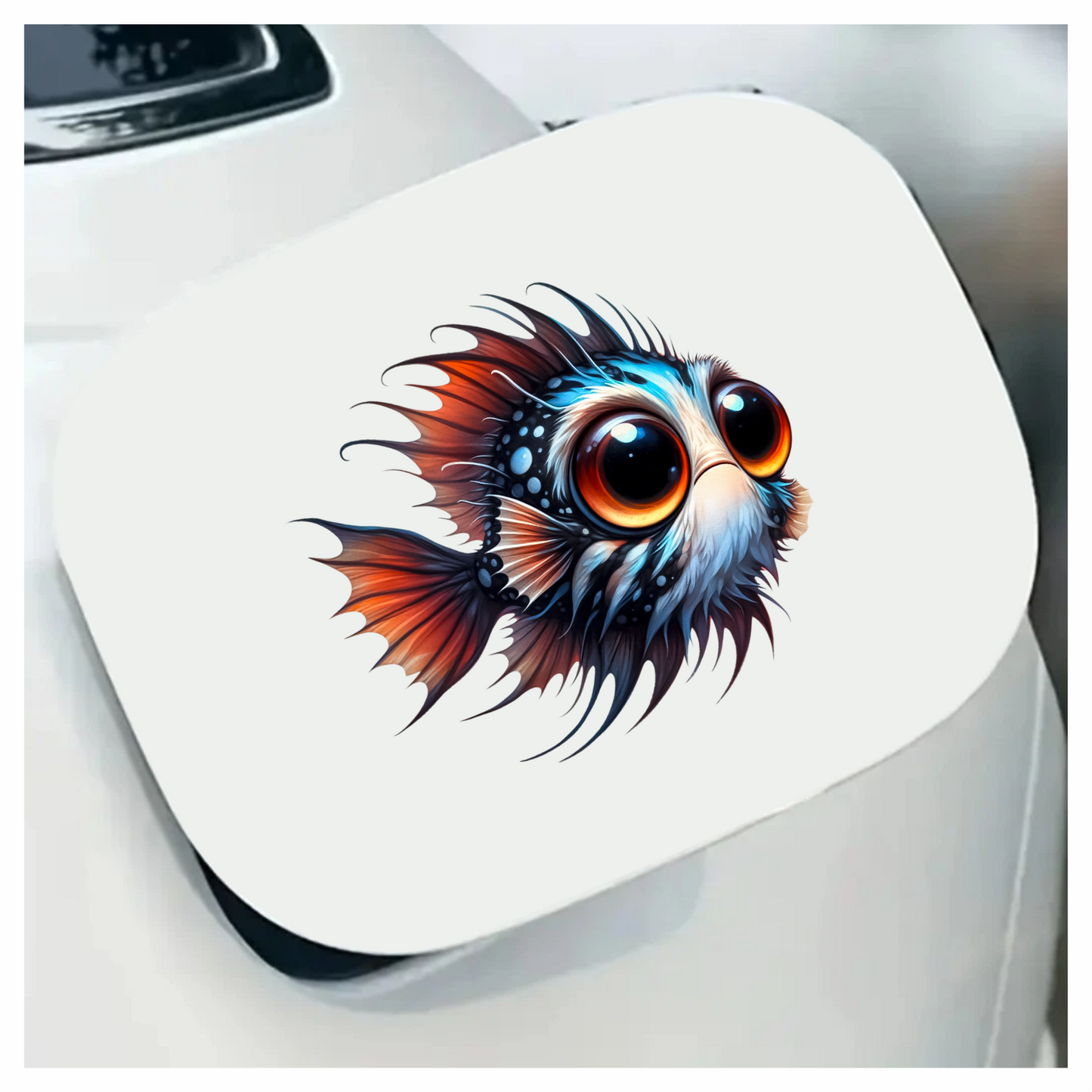 Orange Blue Spotted Fish Big Eyes Vinyl Sticker Decal