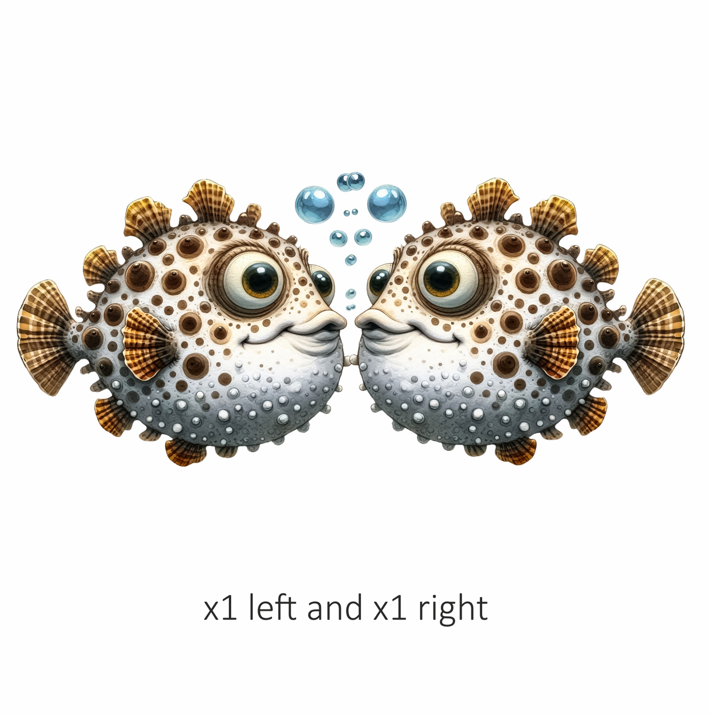 Brown Spotted Cartoon Puffer Fish Vinyl Sticker Decal