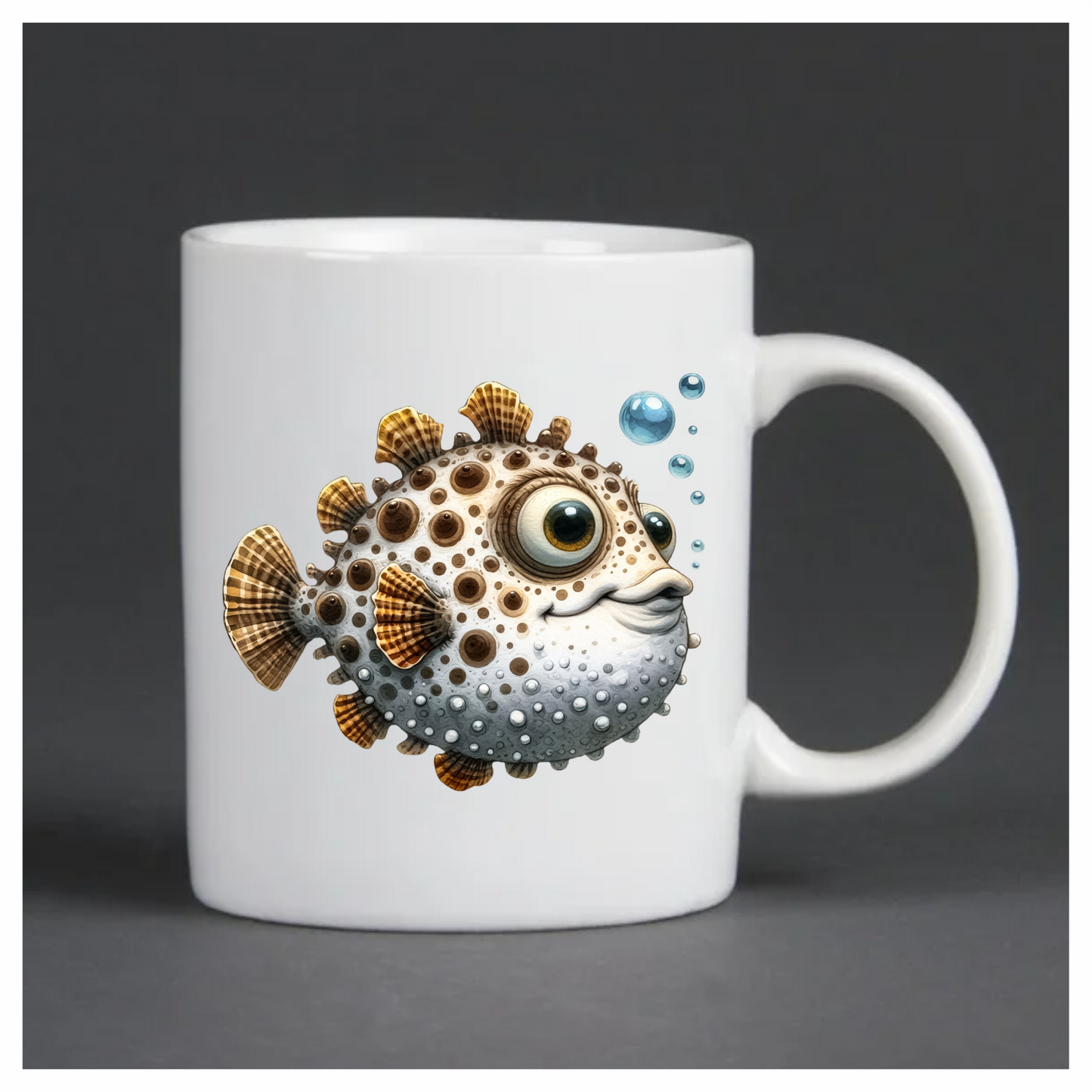 Brown Spotted Cartoon Puffer Fish Vinyl Sticker Decal