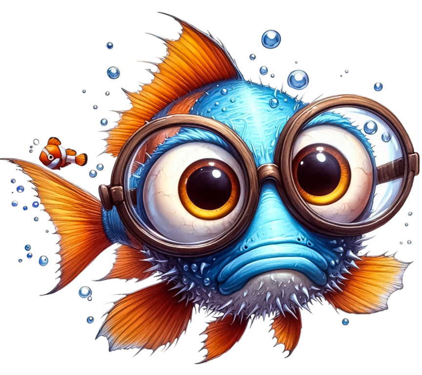 Blue Fish Wearing Glasses Ocean Vinyl Sticker Decal