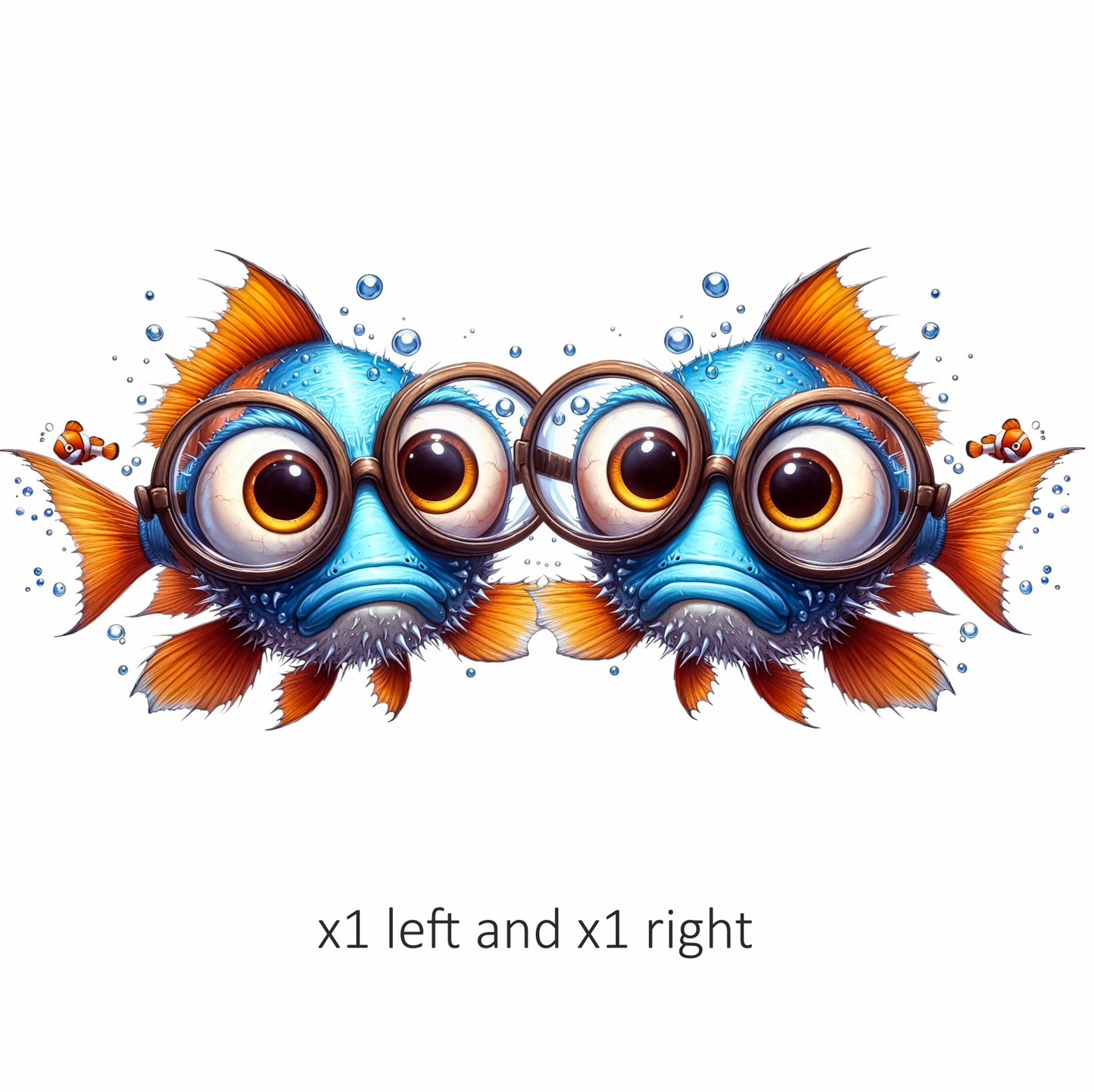 Blue Fish Wearing Glasses Ocean Vinyl Sticker Decal