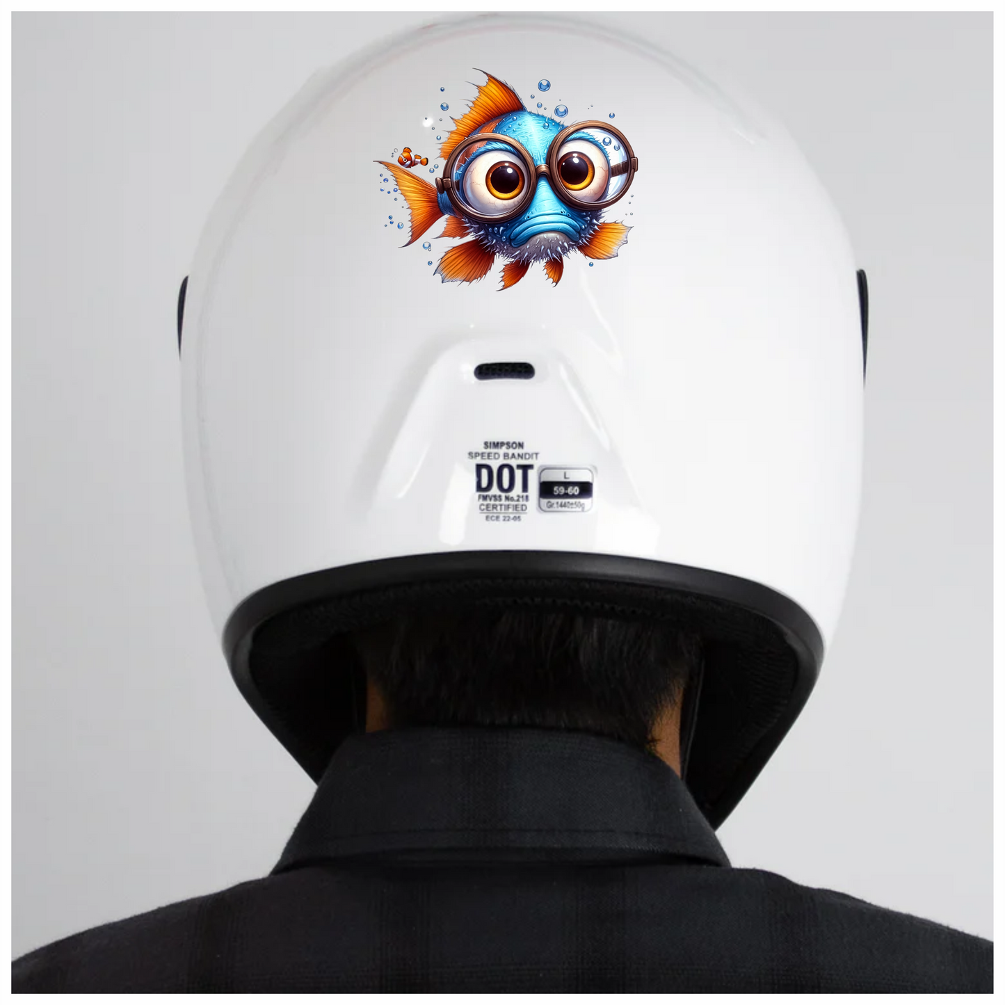 Blue Fish Wearing Glasses Ocean Vinyl Sticker Decal