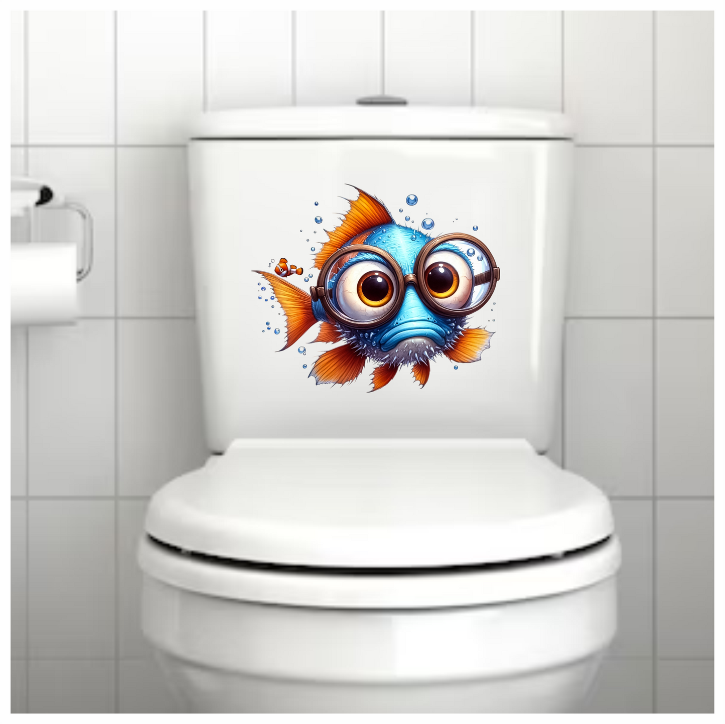 Blue Fish Wearing Glasses Ocean Vinyl Sticker Decal
