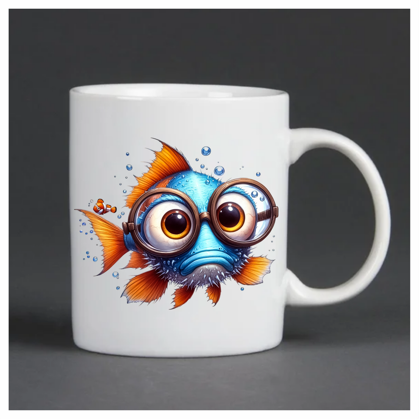 Blue Fish Wearing Glasses Ocean Vinyl Sticker Decal