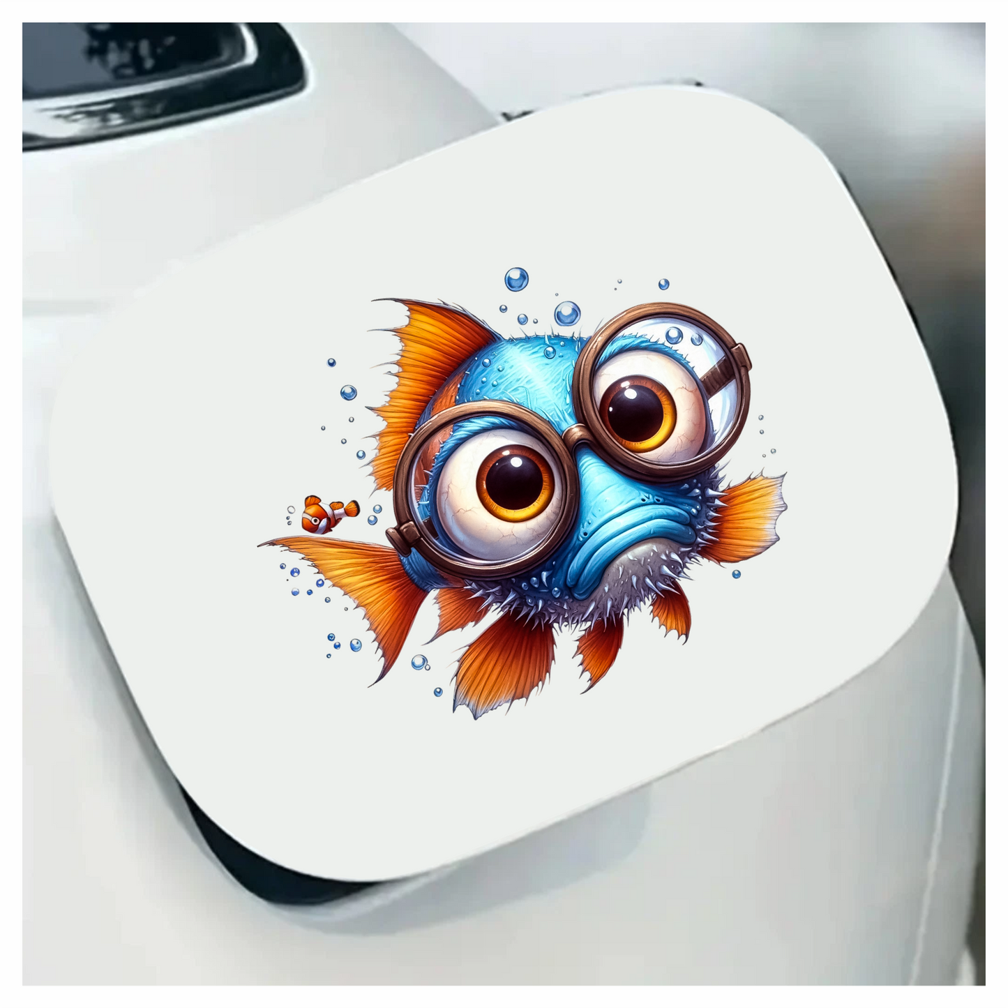 Blue Fish Wearing Glasses Ocean Vinyl Sticker Decal