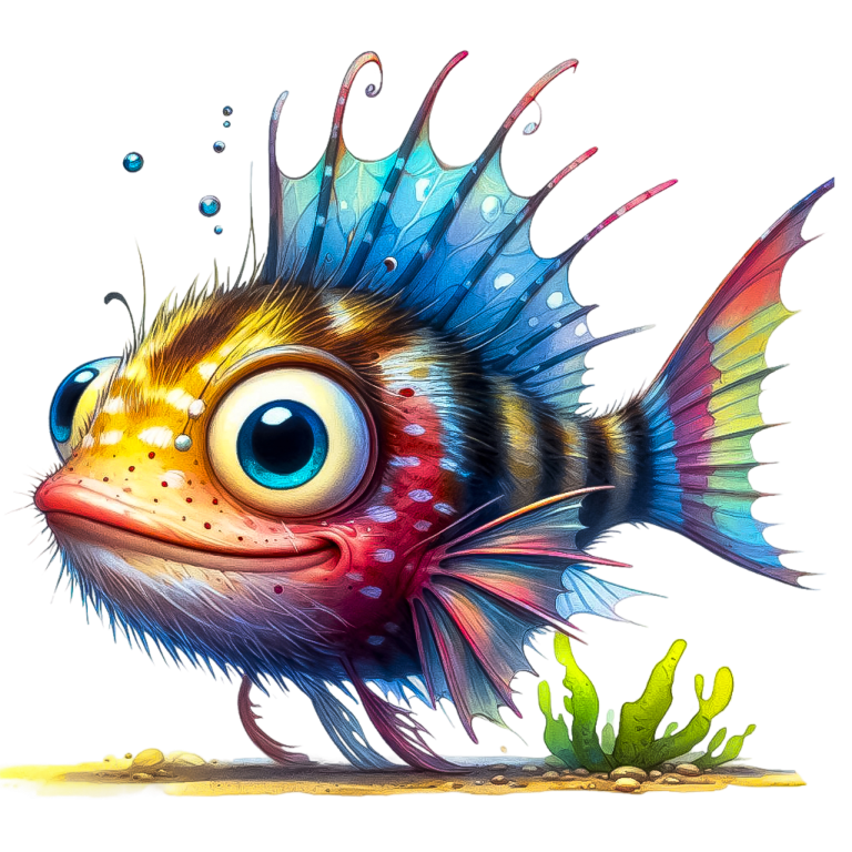 Blue Fish Big Eyes Ocean Vinyl Sticker Decal