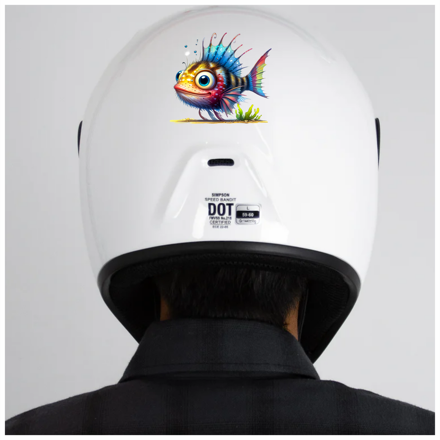 Blue Fish Big Eyes Ocean Vinyl Sticker Decal