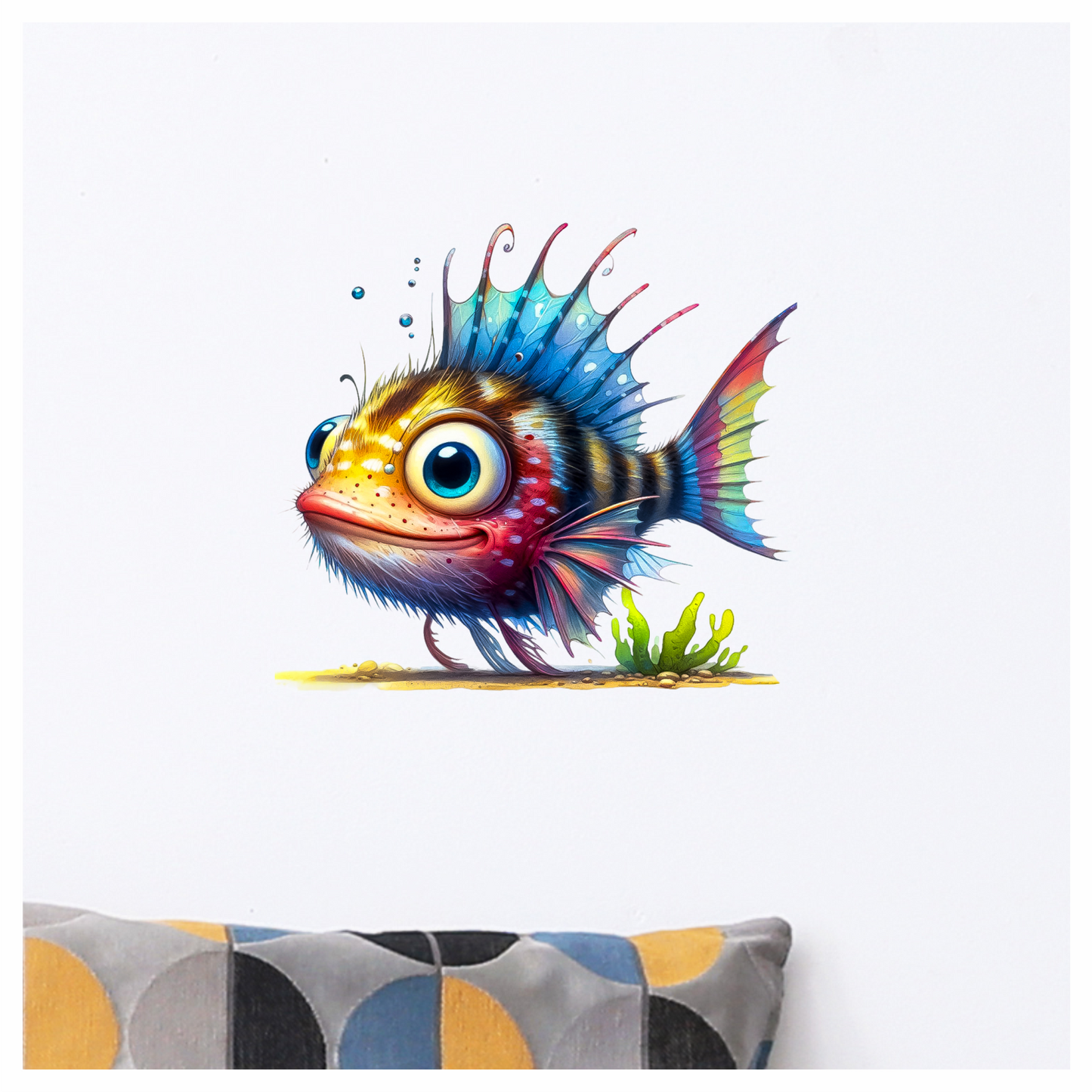 Blue Fish Big Eyes Ocean Vinyl Sticker Decal