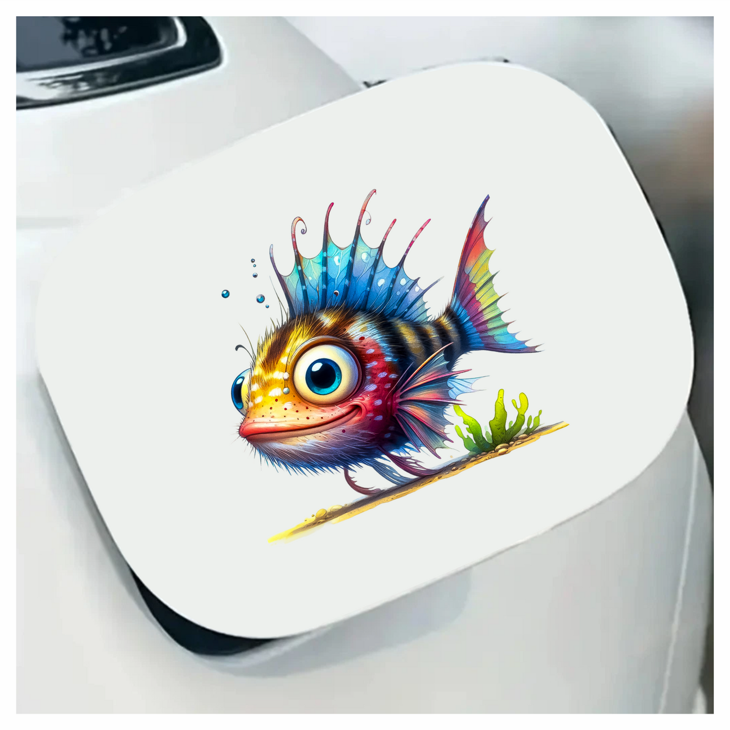 Blue Fish Big Eyes Ocean Vinyl Sticker Decal
