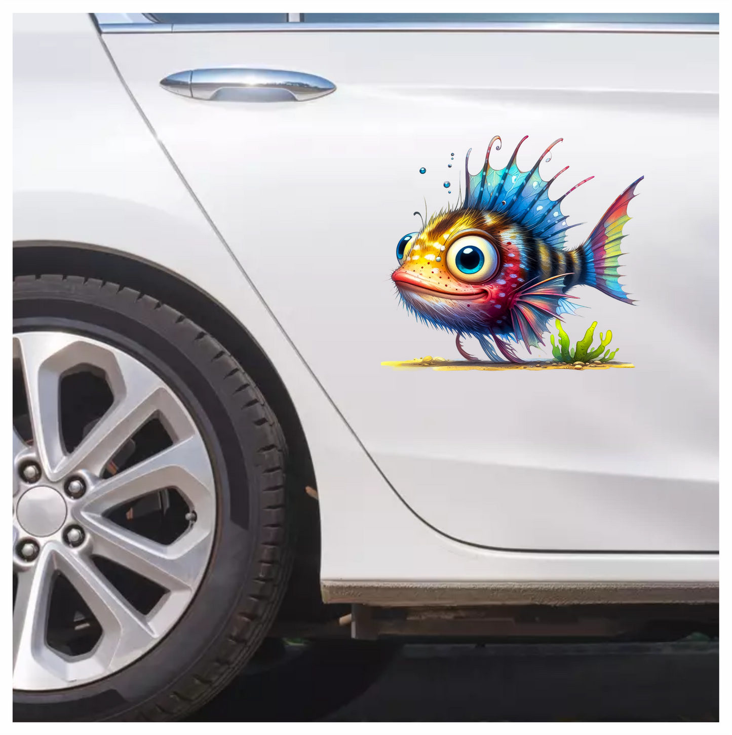 Blue Fish Big Eyes Ocean Vinyl Sticker Decal