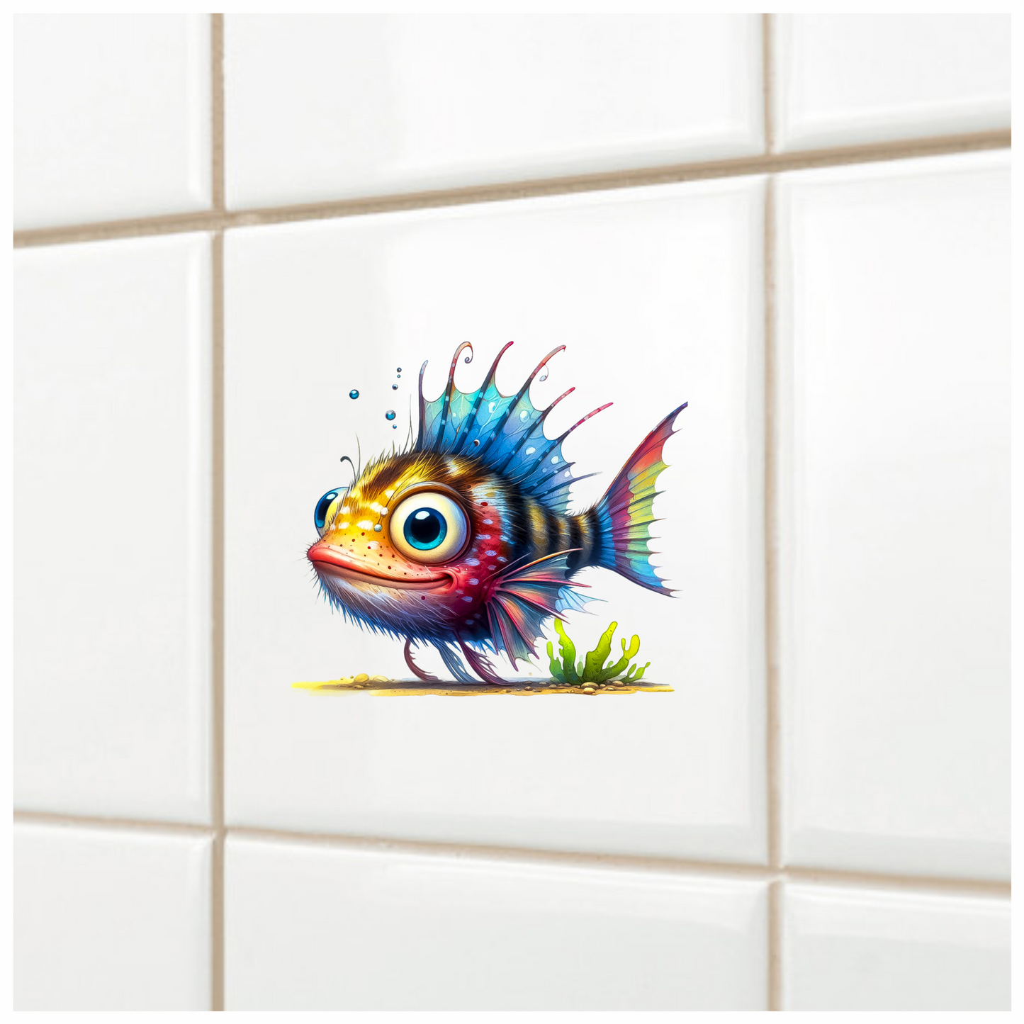 Blue Fish Big Eyes Ocean Vinyl Sticker Decal