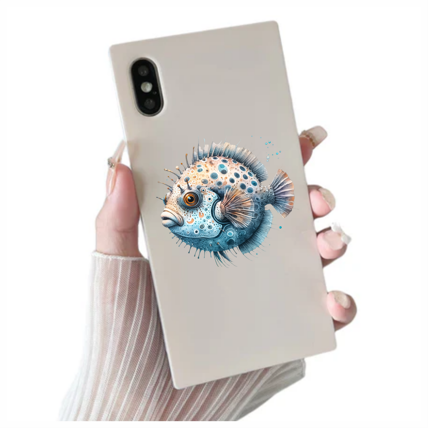 Blue Spotted Fish Round Sea Vinyl Sticker Decal