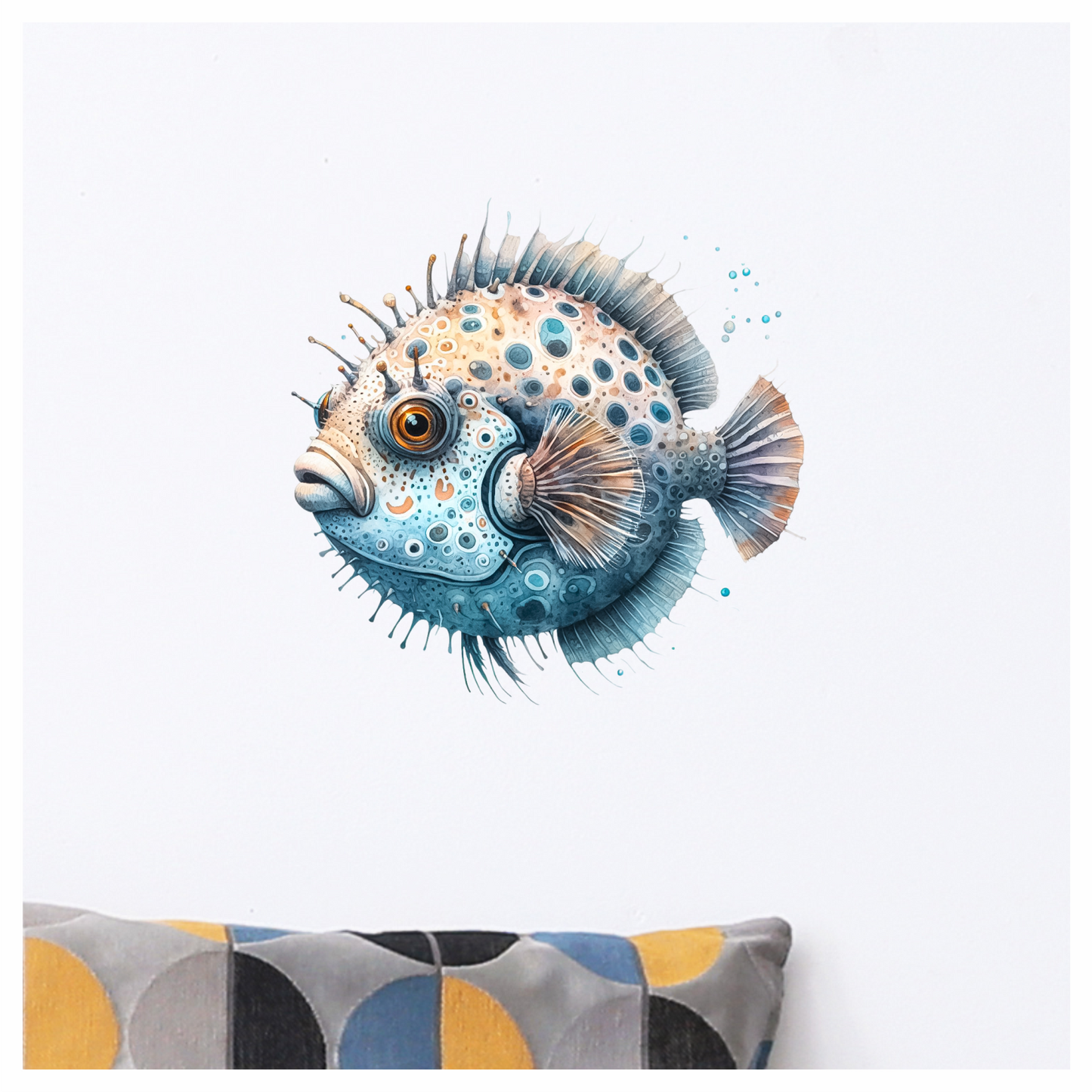 Blue Spotted Fish Round Sea Vinyl Sticker Decal